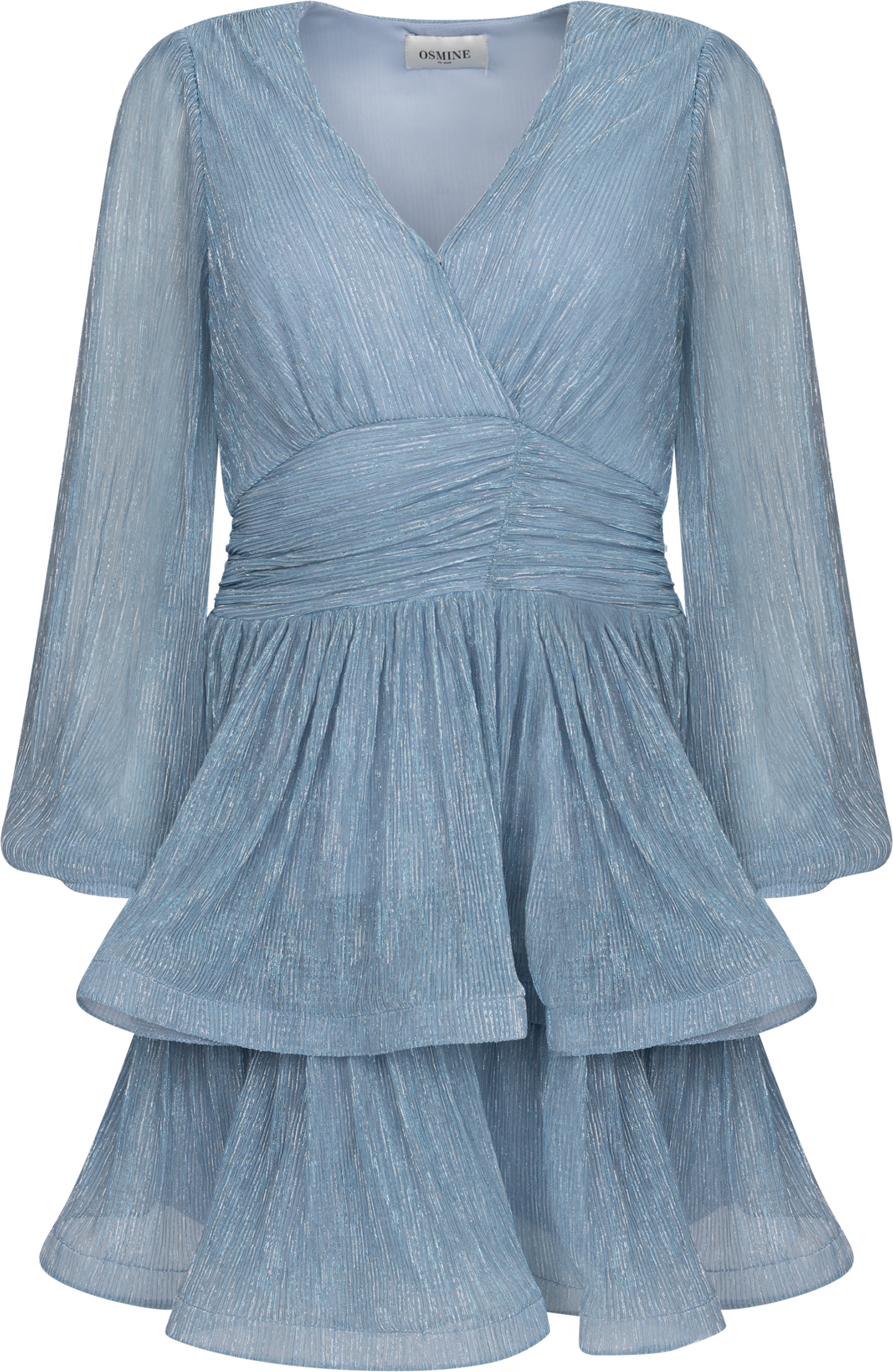 Jade Wave Plisse Dress - Light Blue