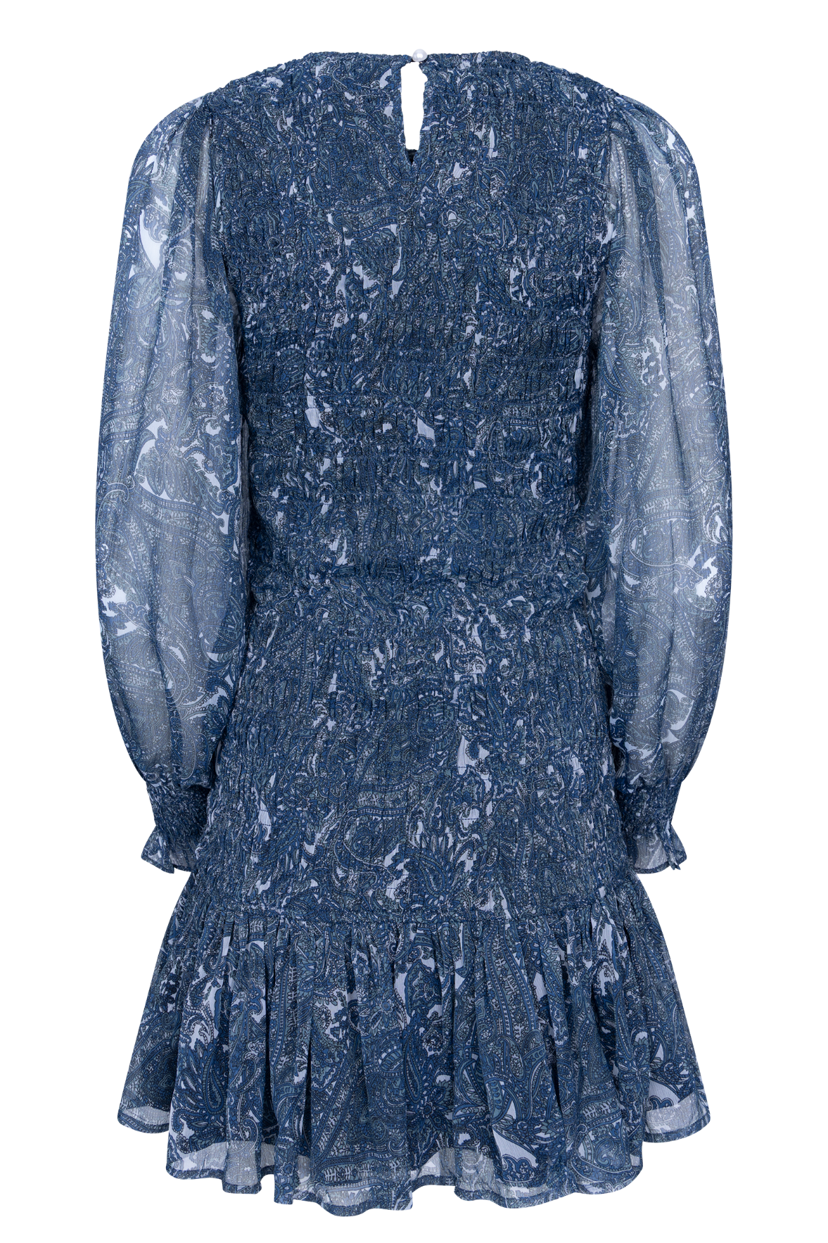 Rira Smock Chiffon Dress - Blue Paisley