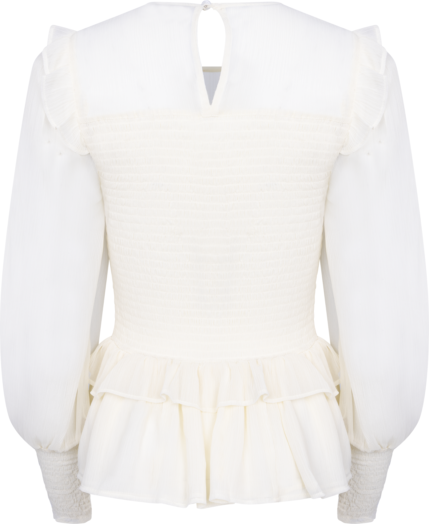 Nanna Chiffon Smock Blouse - Creme