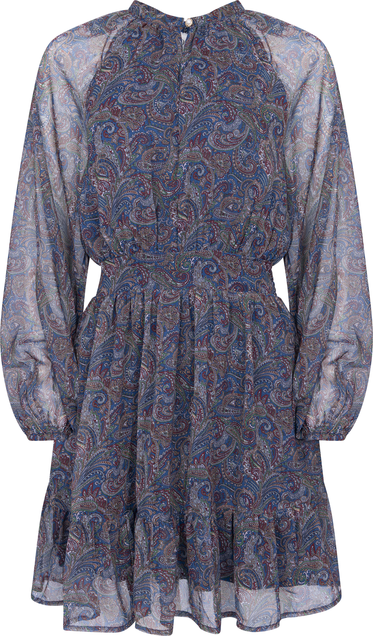 Raina Chiffon Dress - Blue Paisley