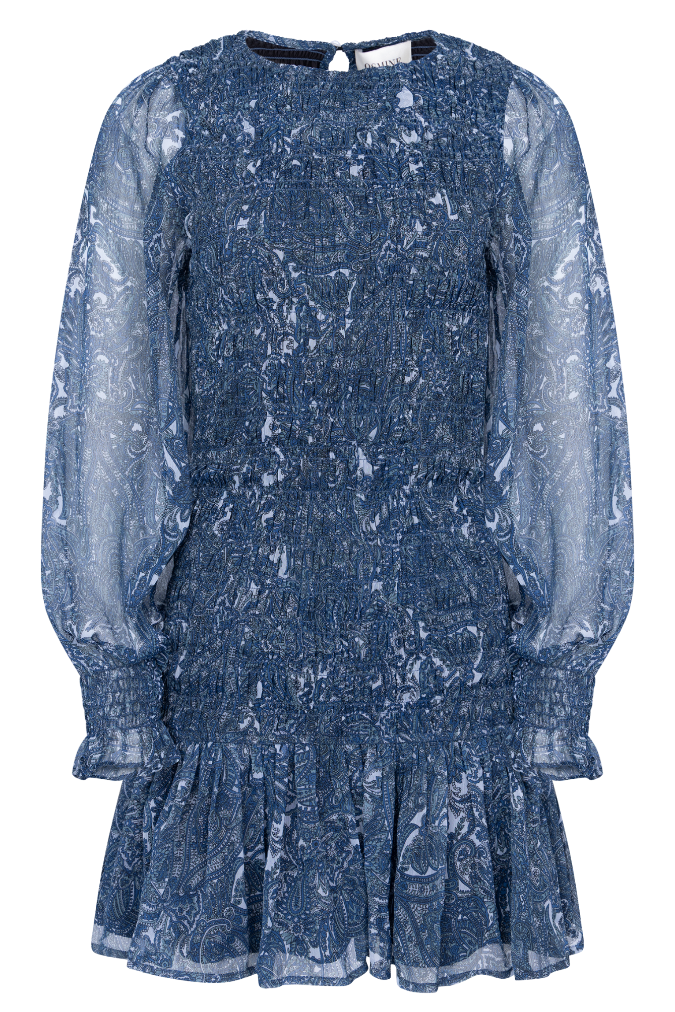 Rira Smock Chiffon Dress - Blue Paisley
