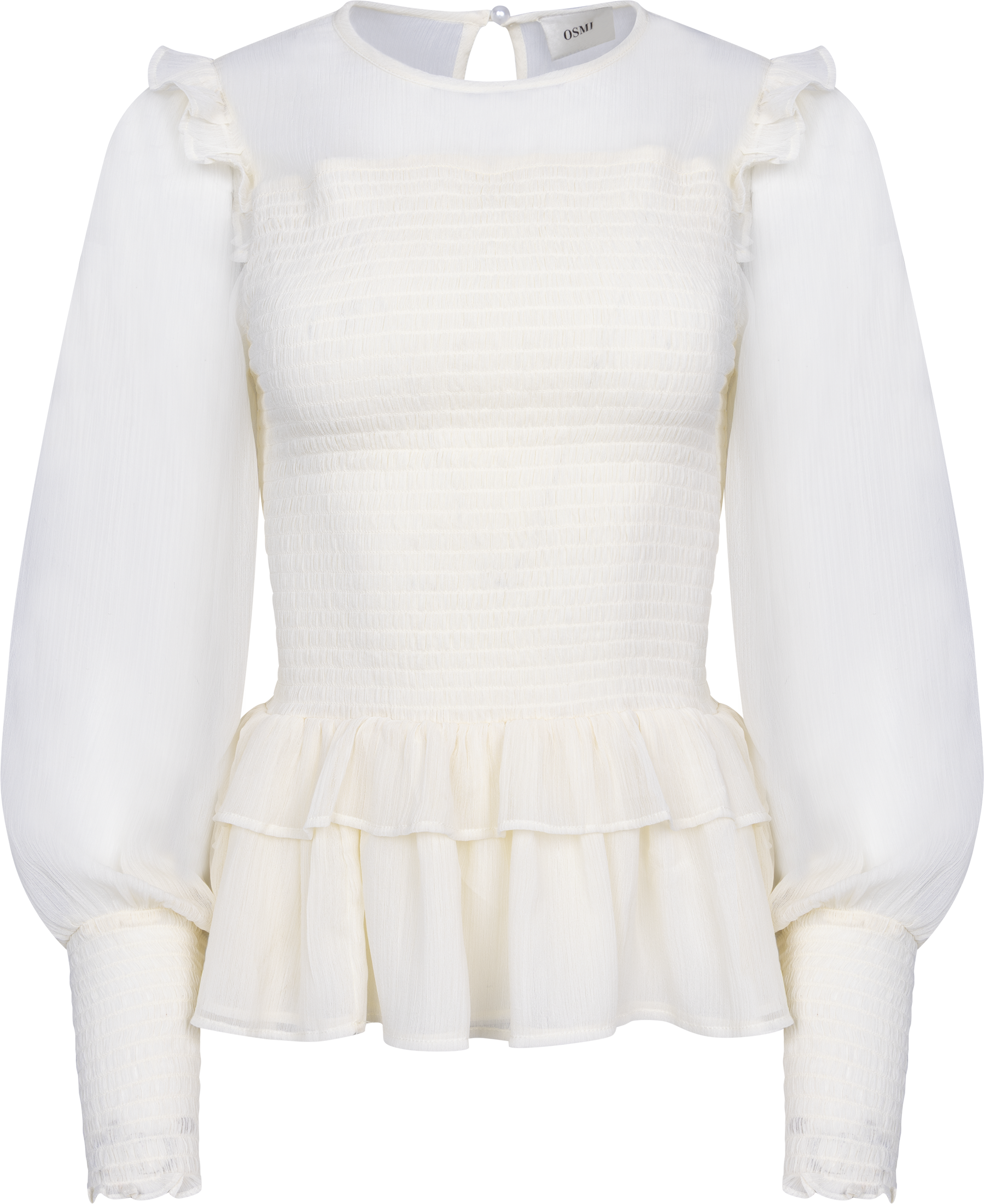 Nanna Chiffon Smock Blouse - Creme