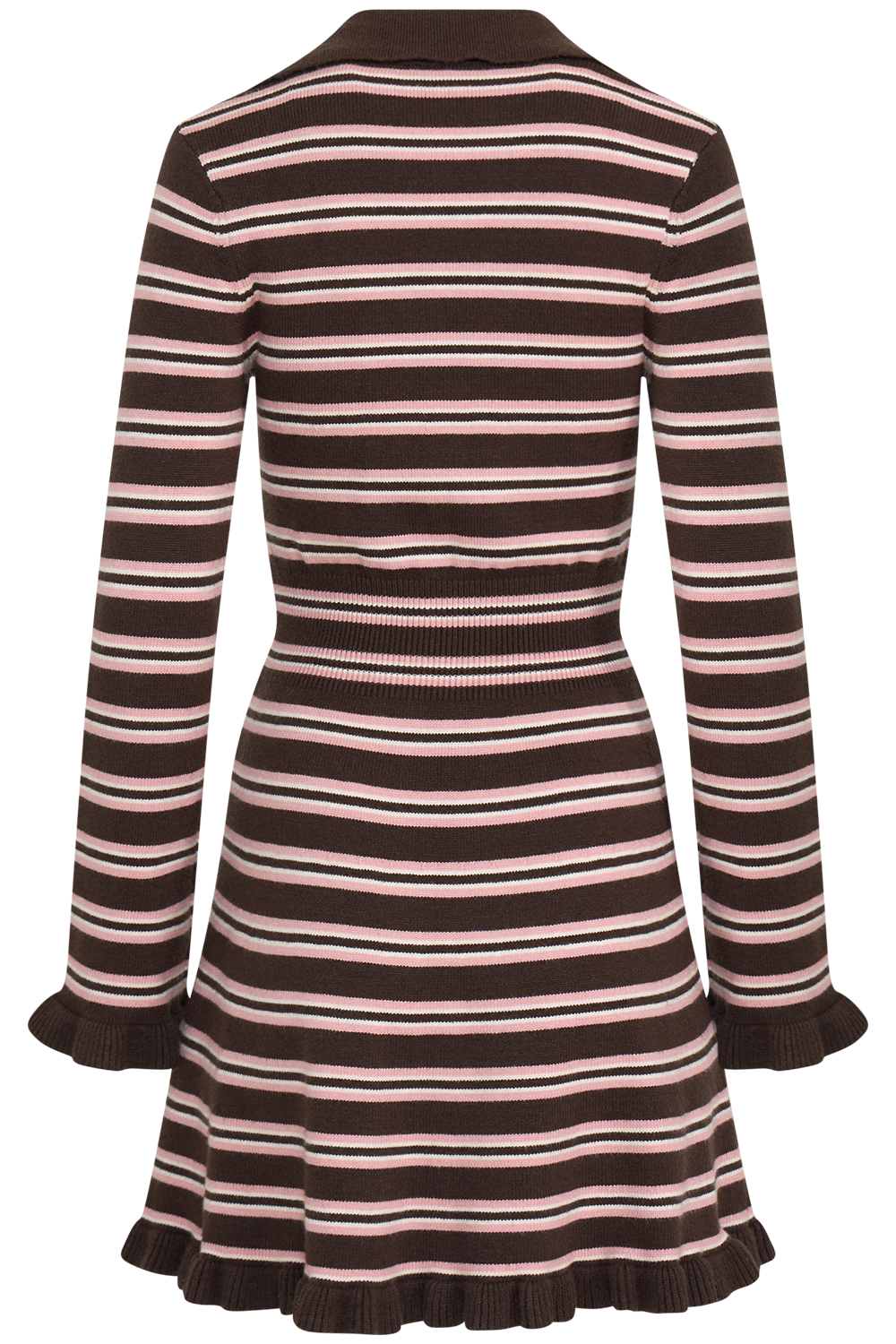 Marie Knitted Stripe Dress - Brown/Light Pink