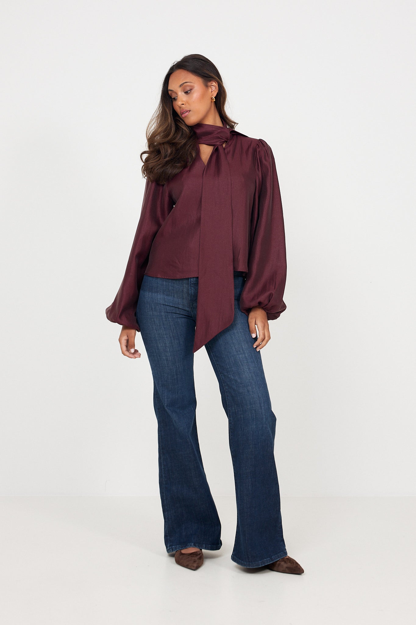 Jofrid Bow Blouse - Burgundy