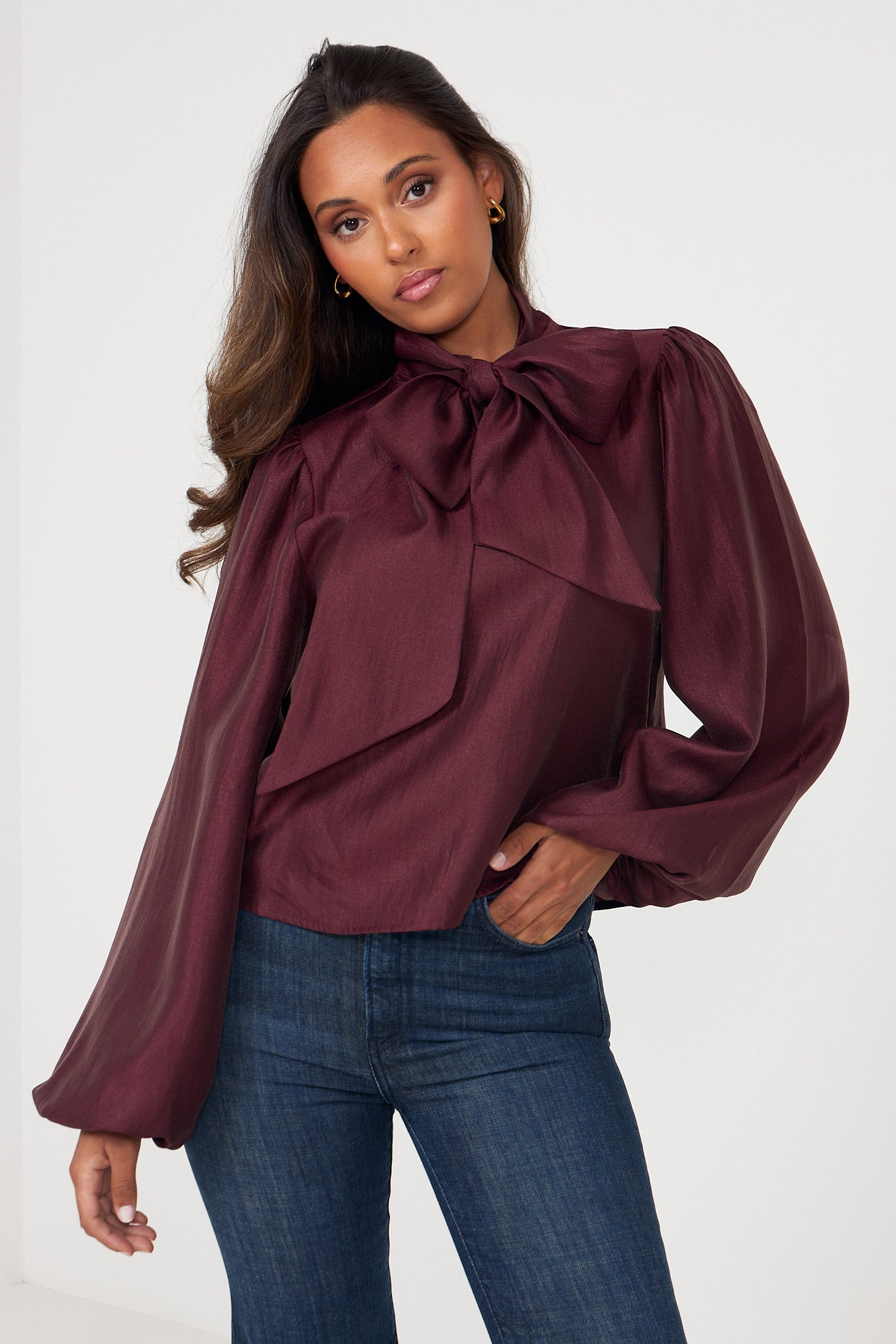 Jofrid Bow Blouse - Burgundy