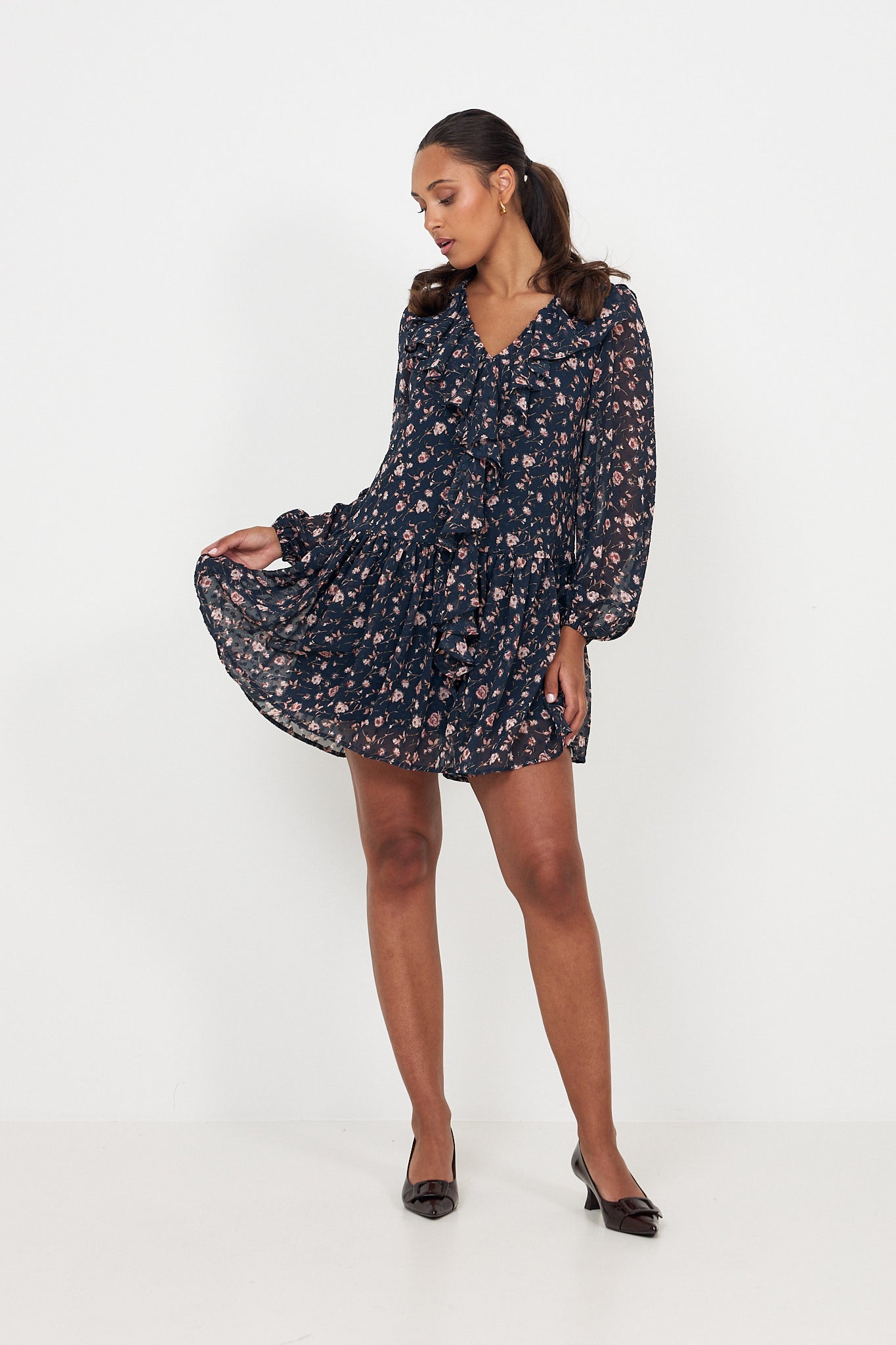 Hellvi Floral Mini Dress - Navy Flower