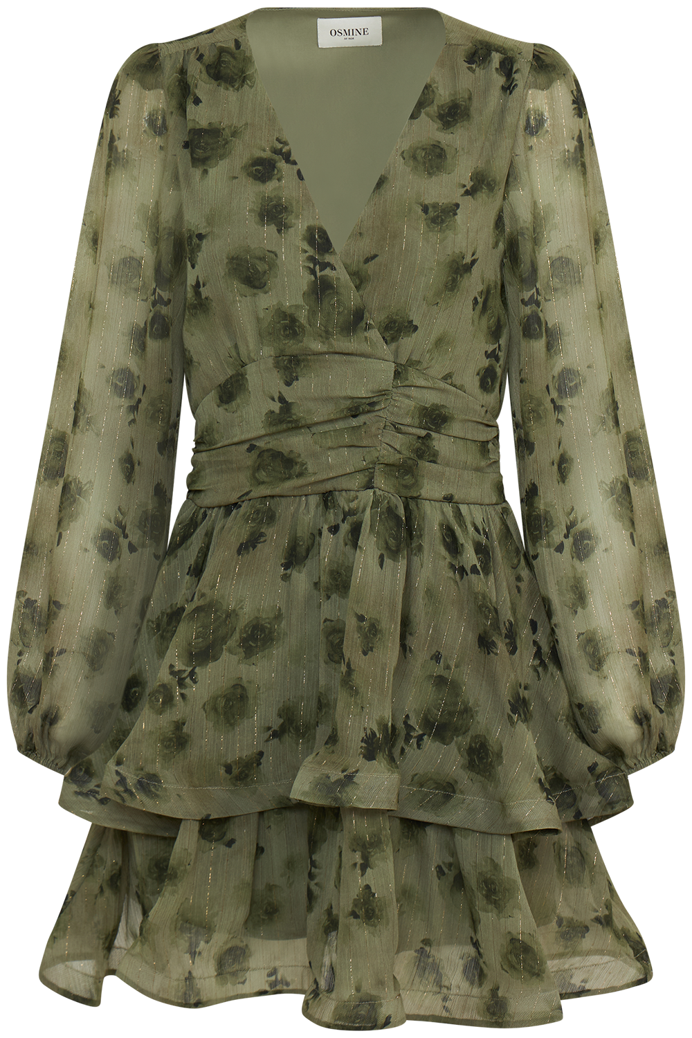 Jade Wave Blurry Flower Dress - Green