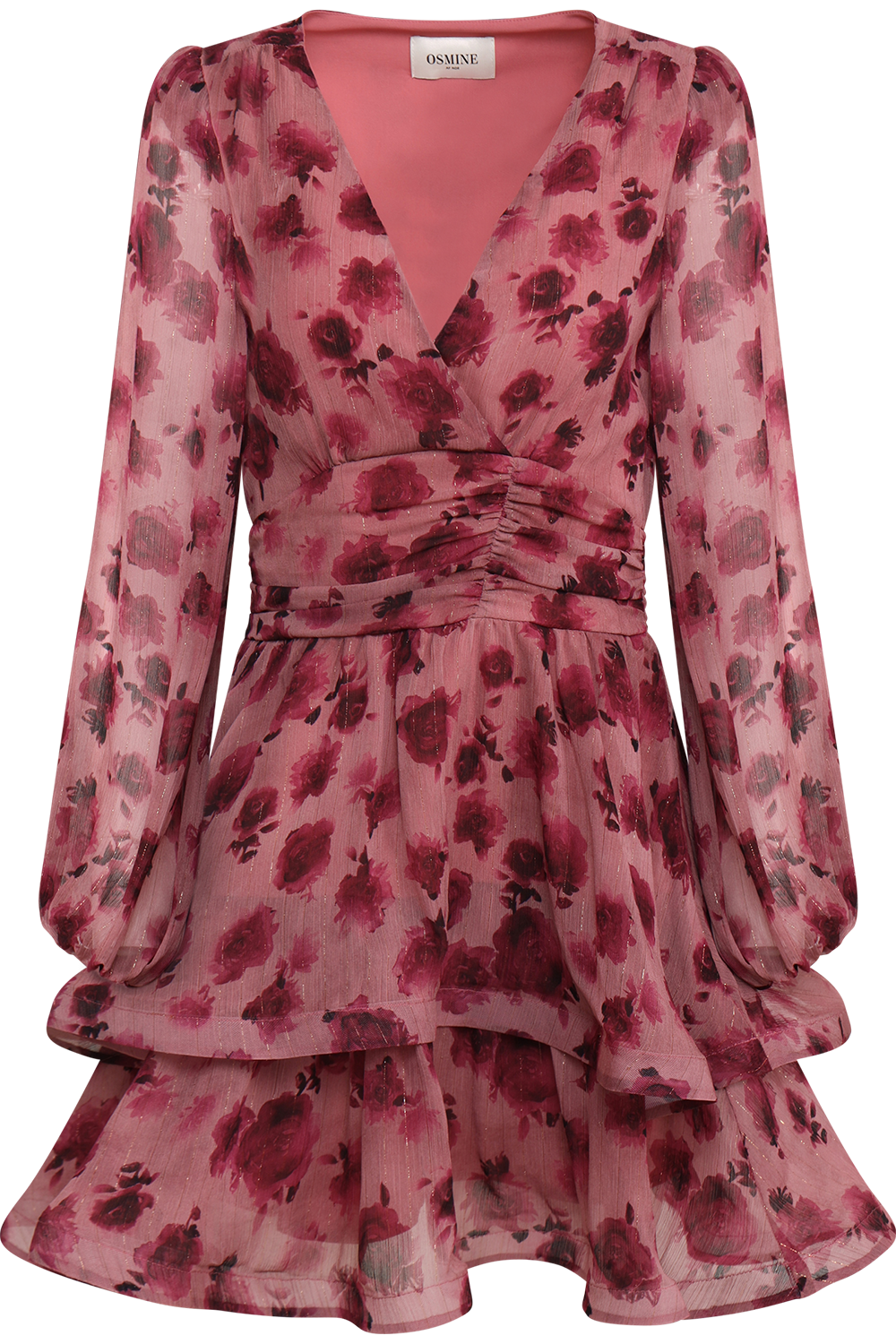 Jade Wave Blurry Flower Dress - Dark Pink