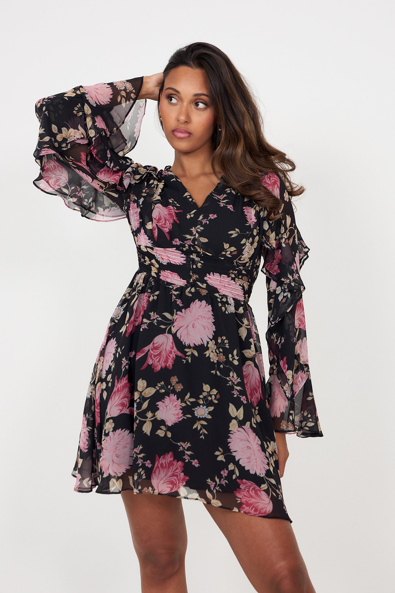 Lumi Mini Dress - Black Floral