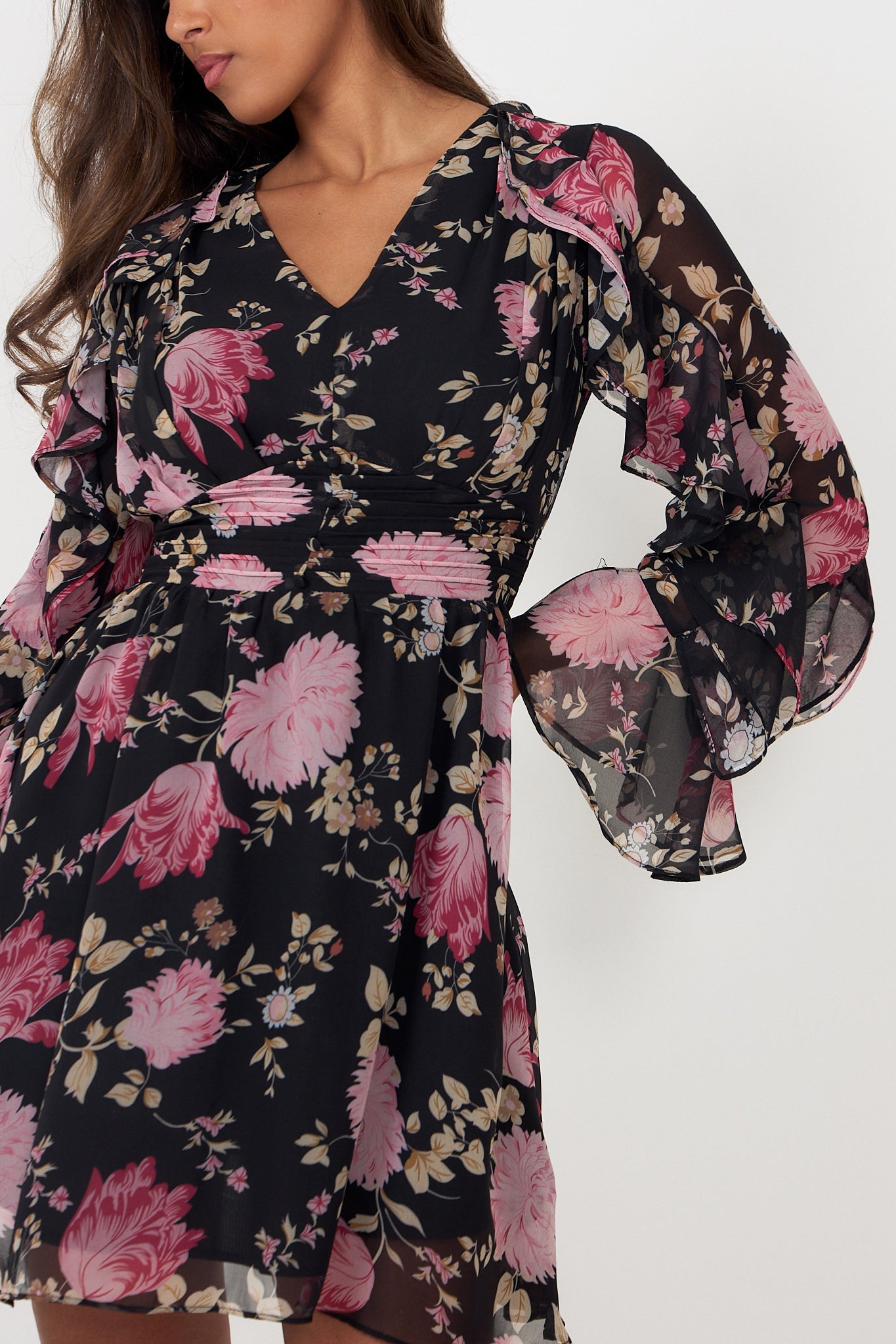 Lumi Mini Dress - Black Floral