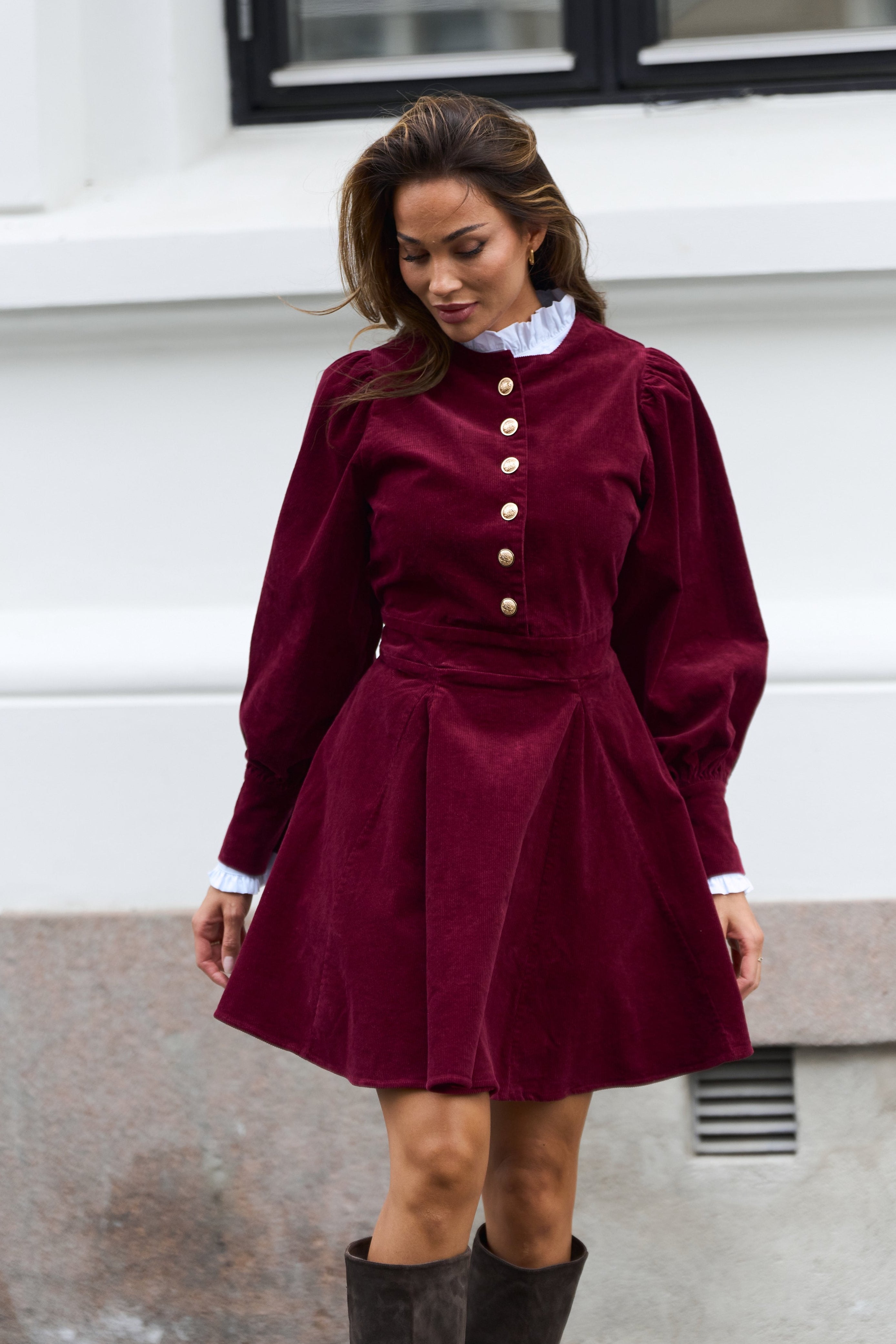 Livunn Cord Dress - Burgundy
