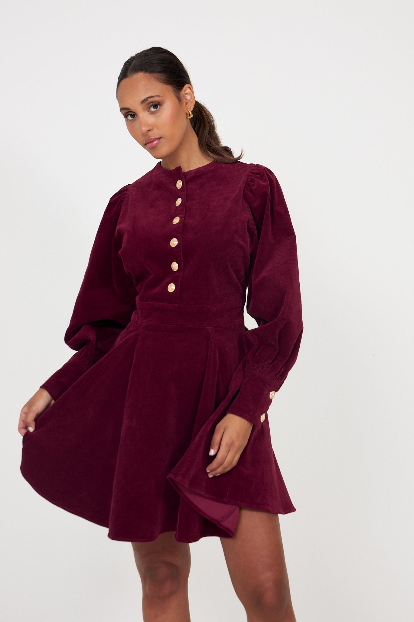 Livunn Cord Dress - Burgundy