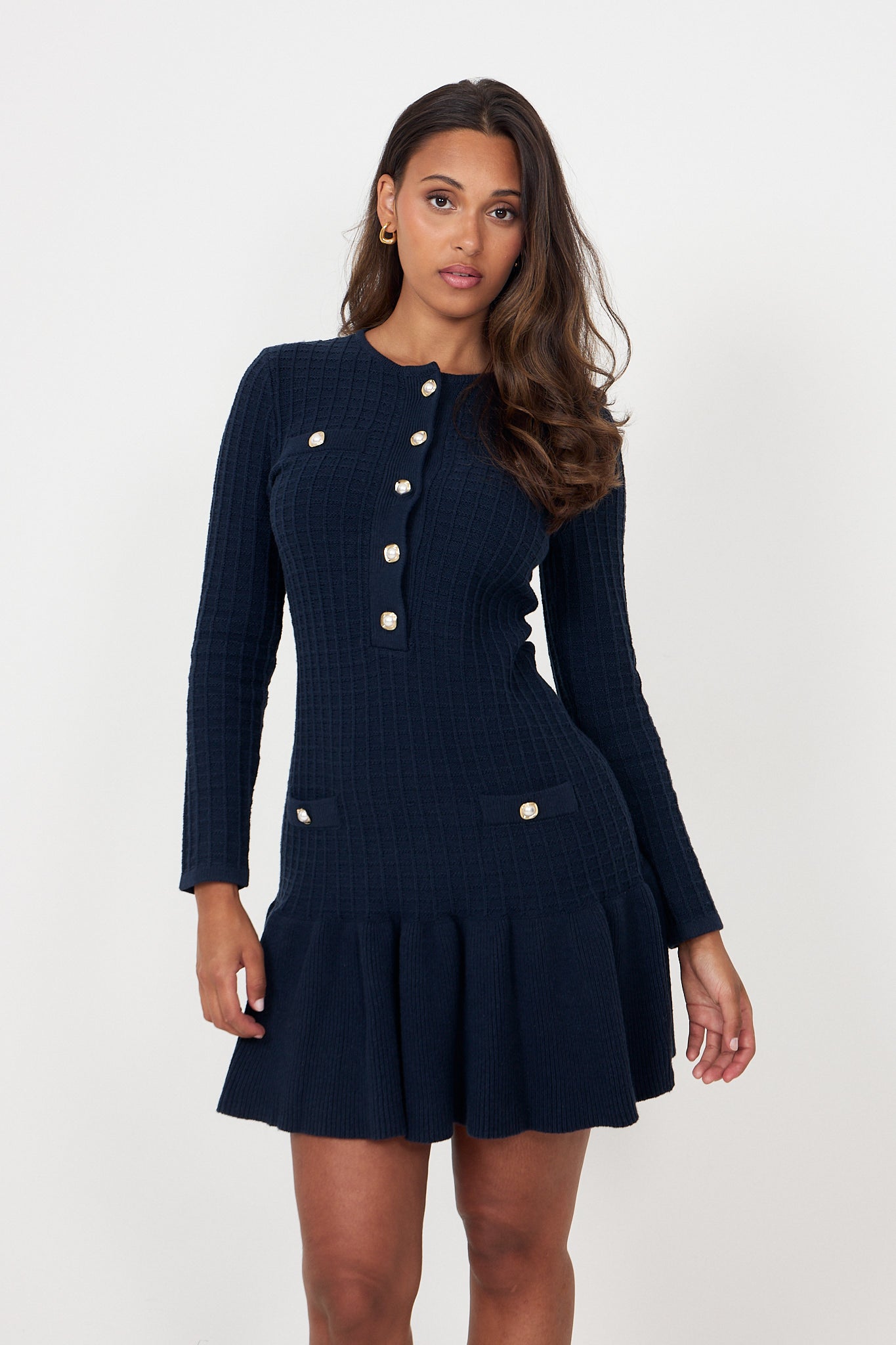 Gerda Crochet Mini Dress - Navy