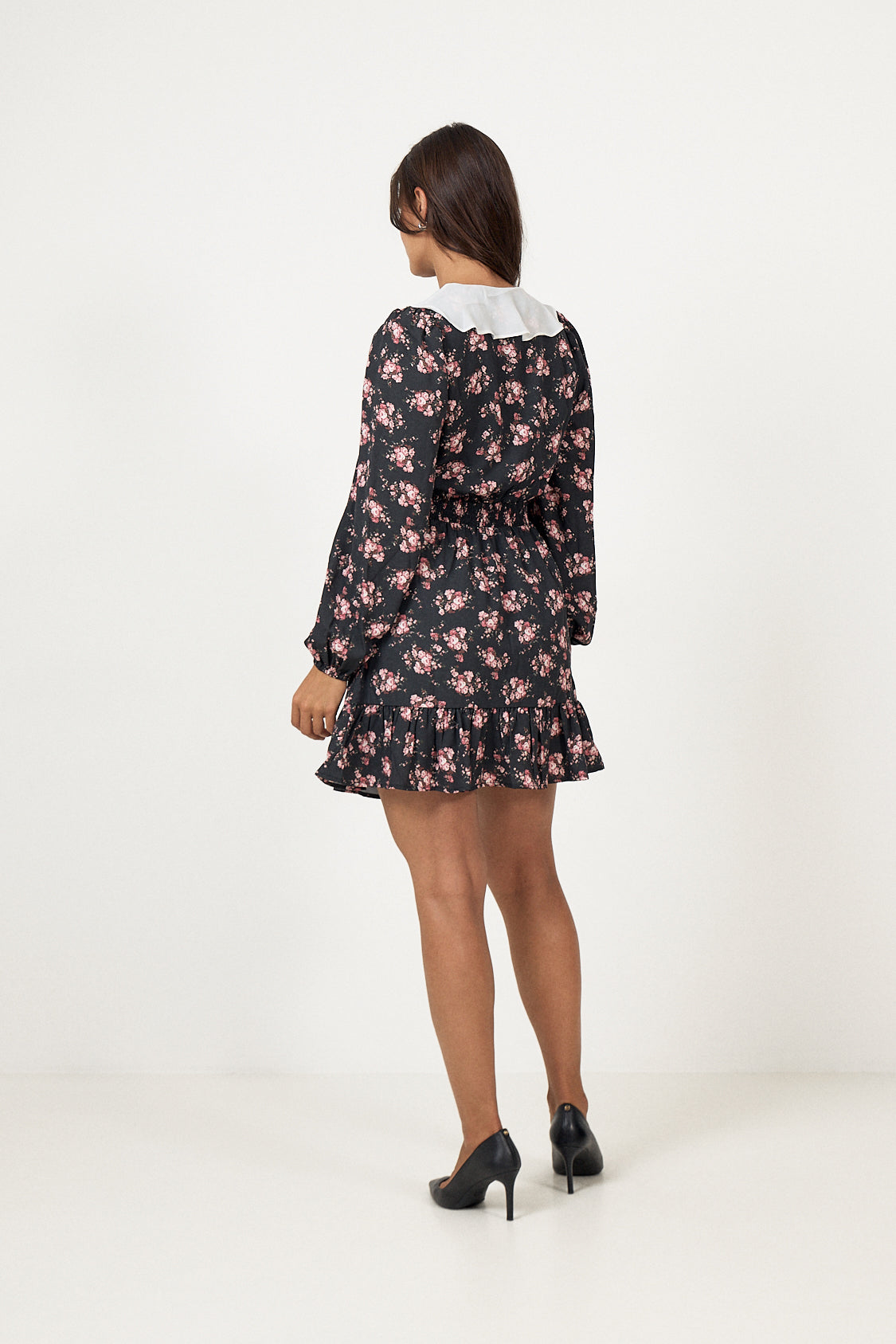 Enya Ruffle Floral Mini Dress - Pink Flower