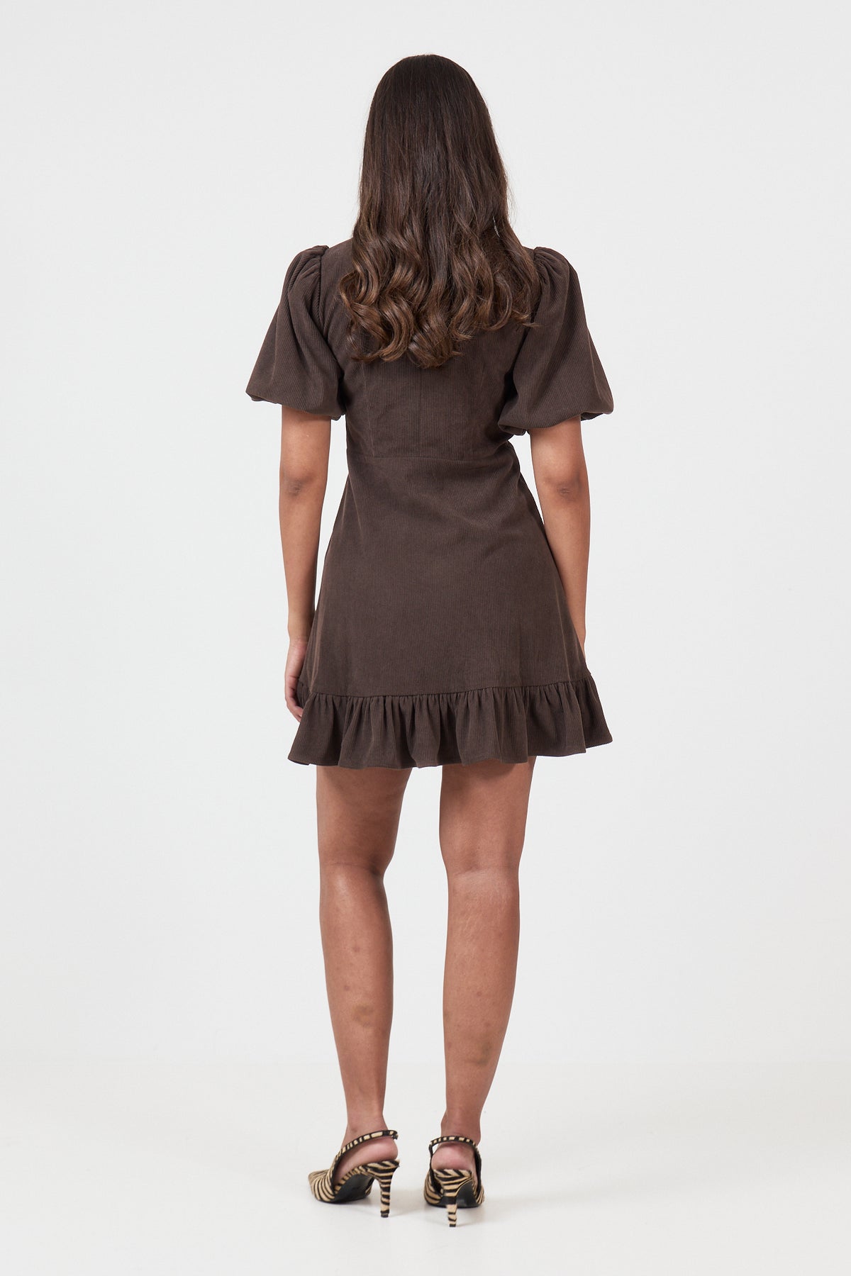 Kaysa Cord Mini Dress - Dark Brown
