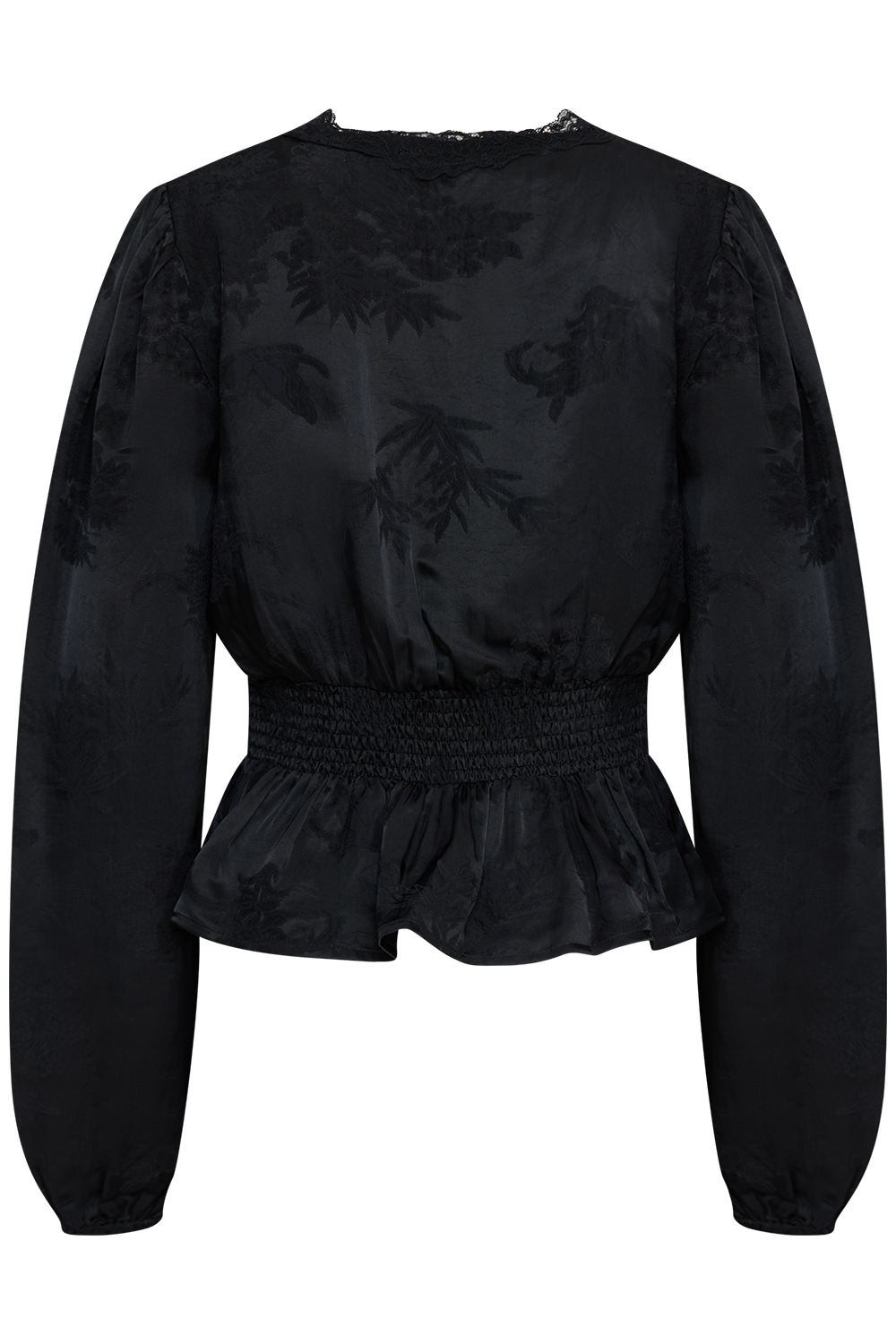 Nord Satin Lace Blouse - Black