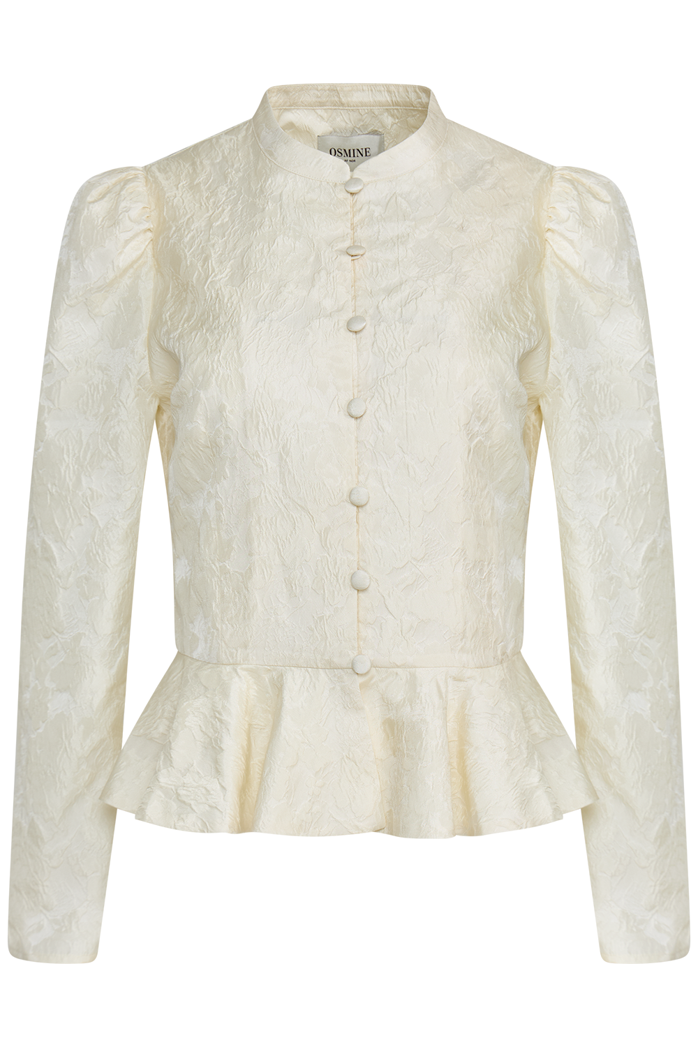 Kara Brocade Peplum Blouse - Creme