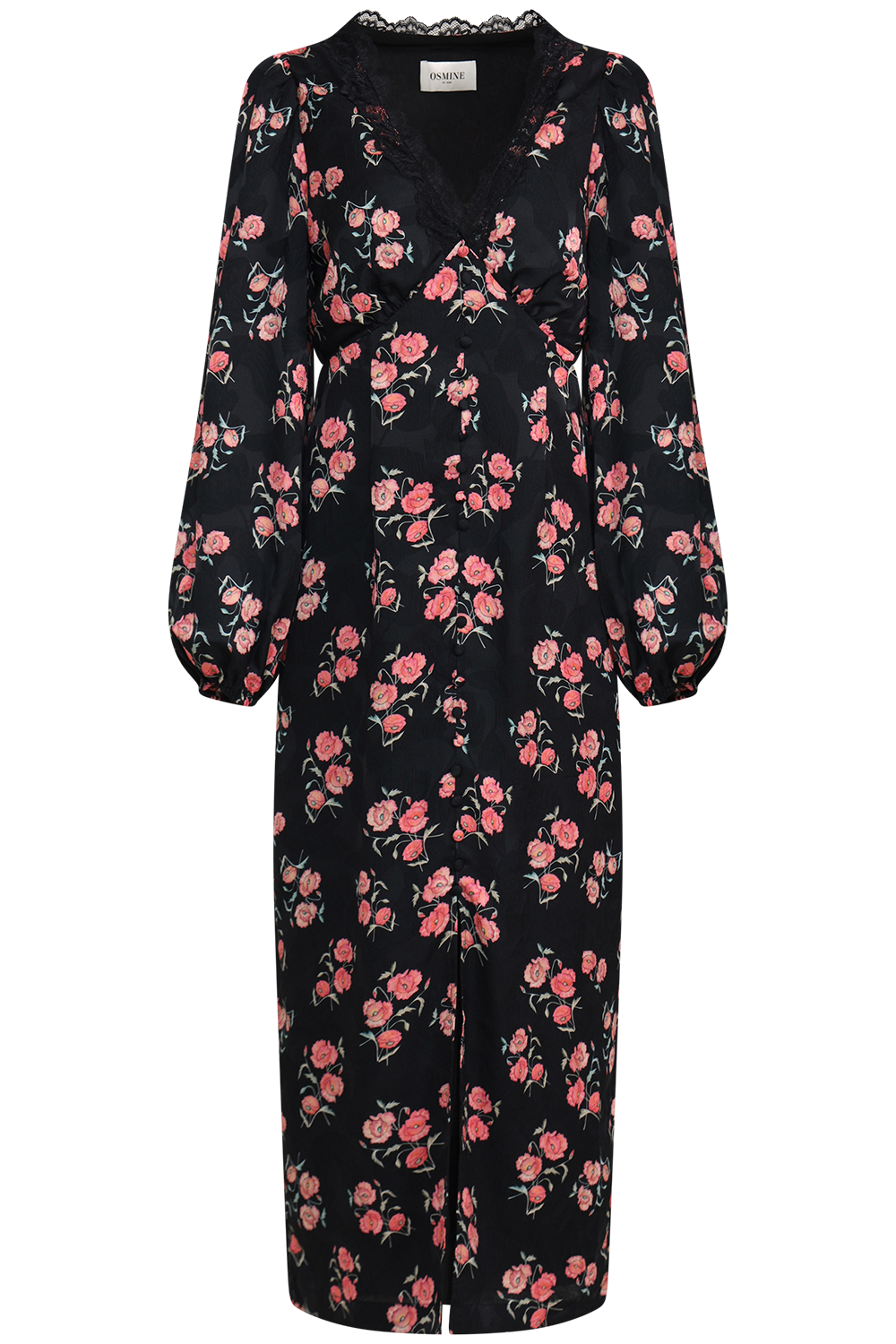 Annicken Floral Midi Dress - Black Floral