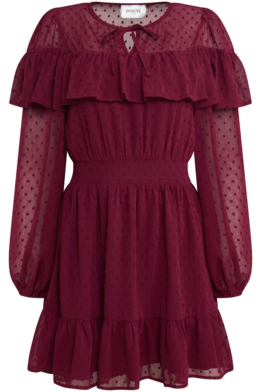 Eyra Ruffle Mini Dress - Bordeaux