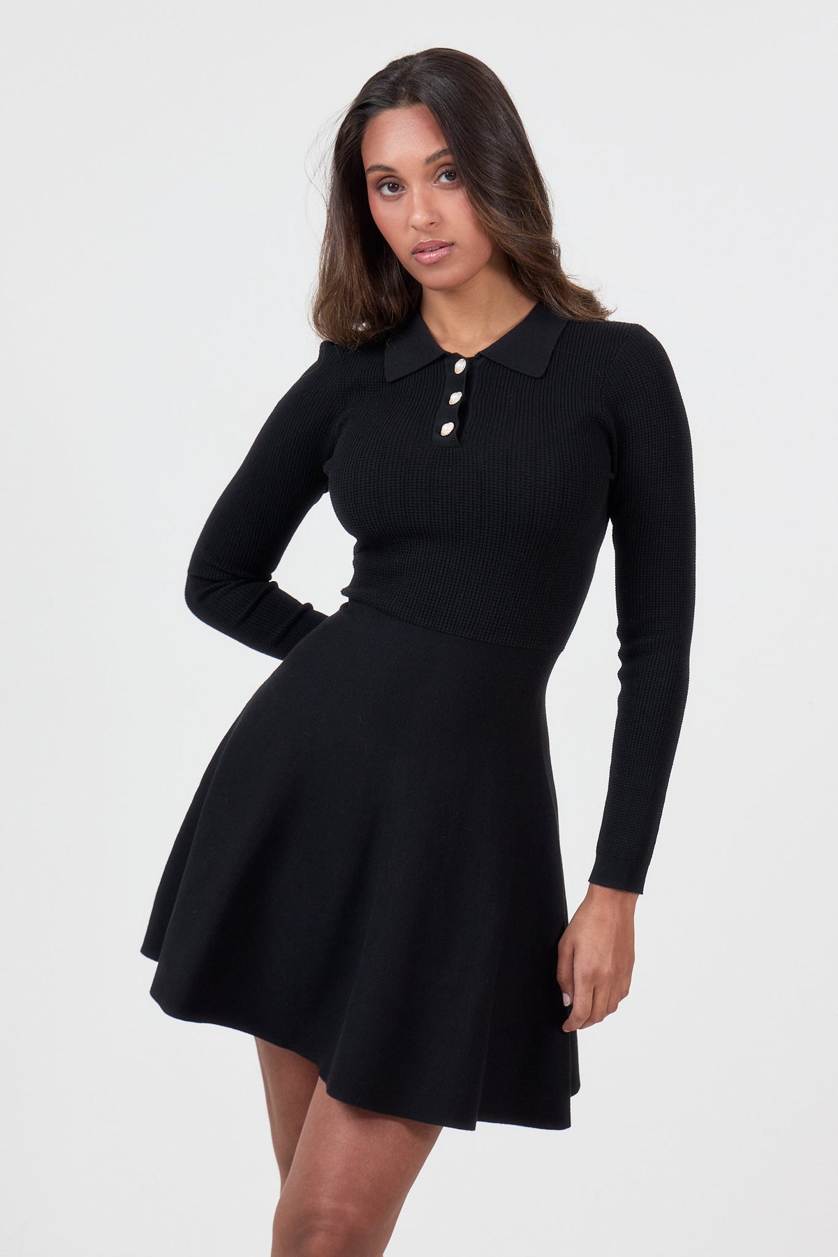Aslaug Knit Mini Dress - Black