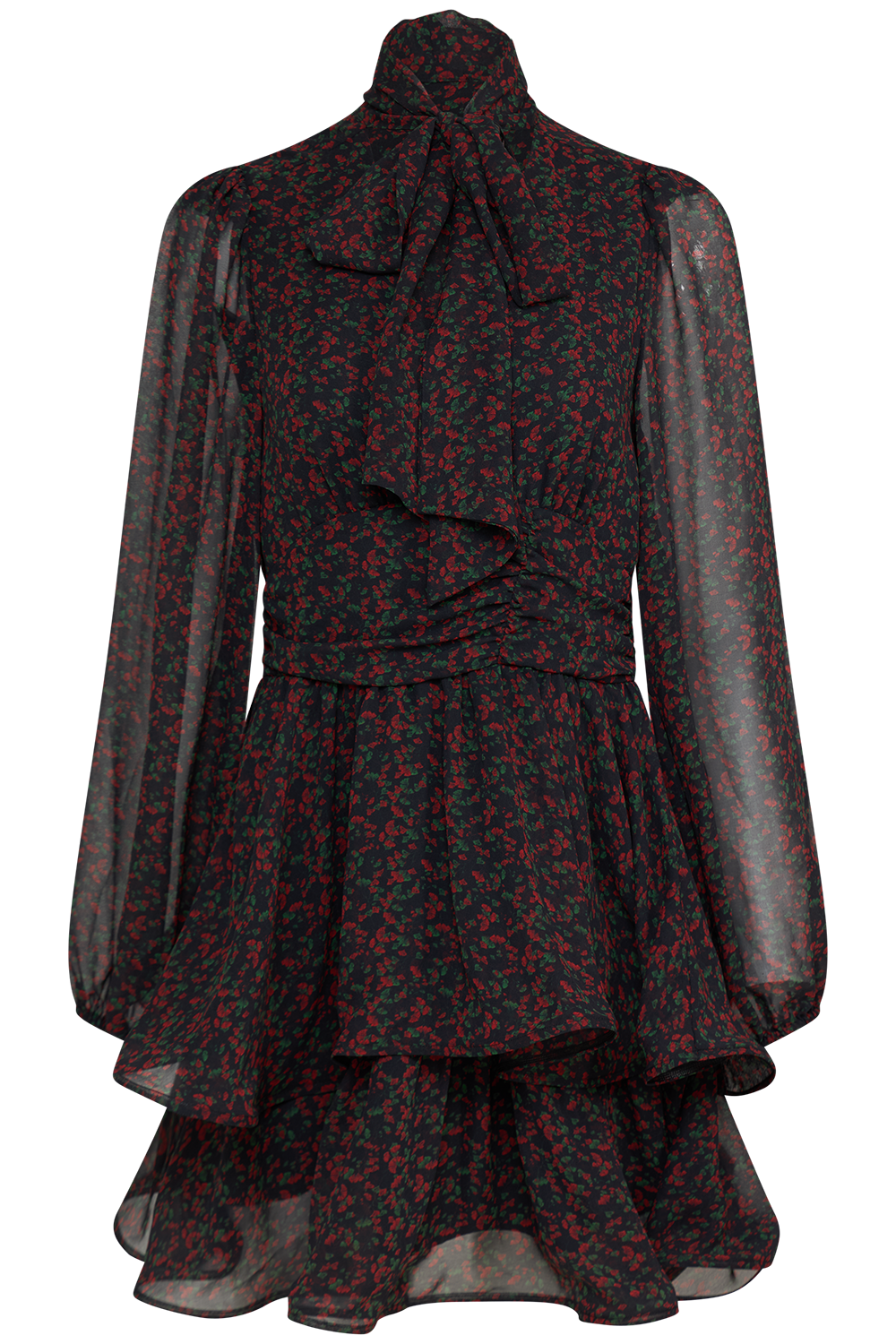 Jadine Wave Mini Dress - Black/red