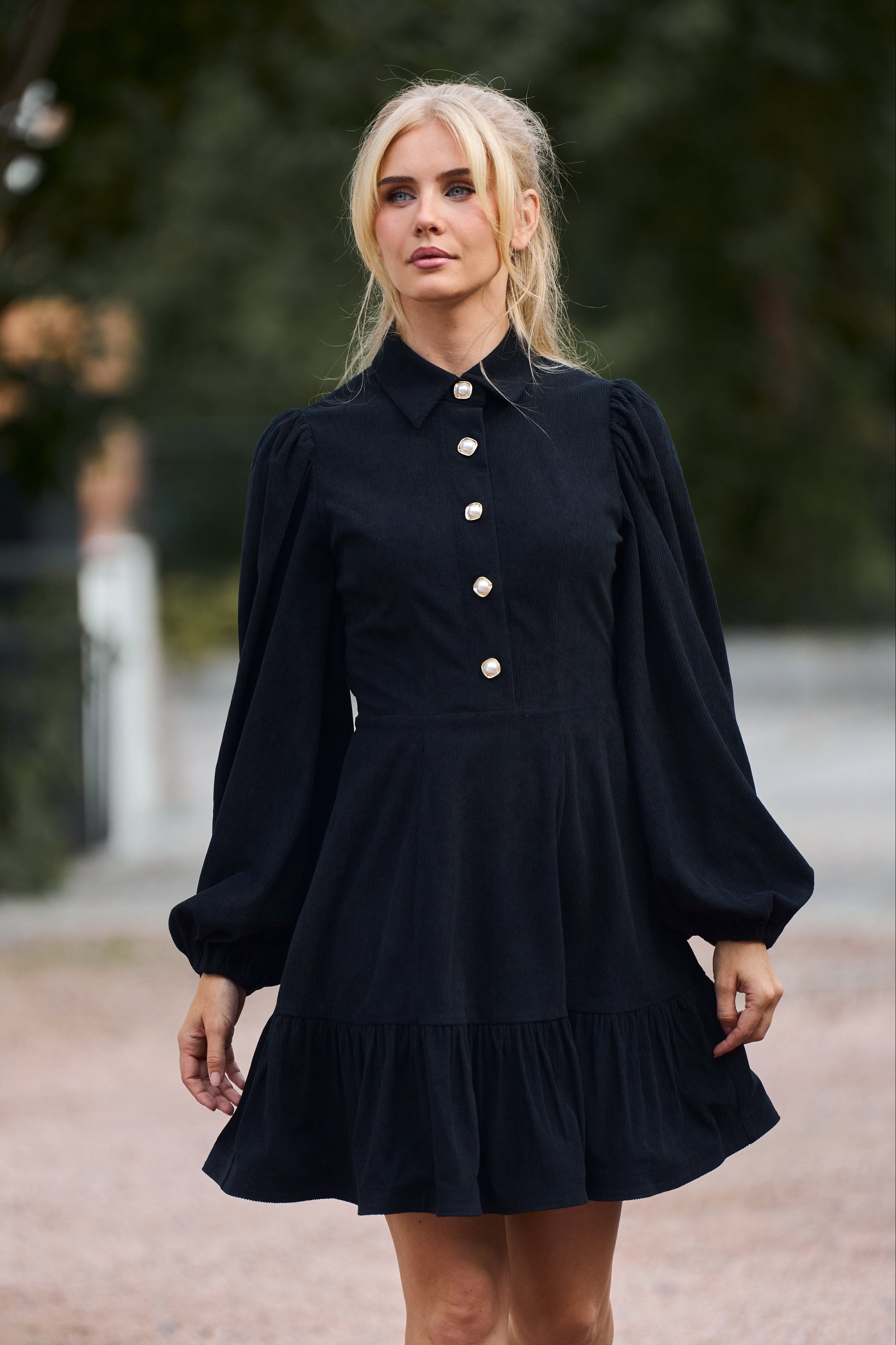 Mandy Cord Mini Dress - Black