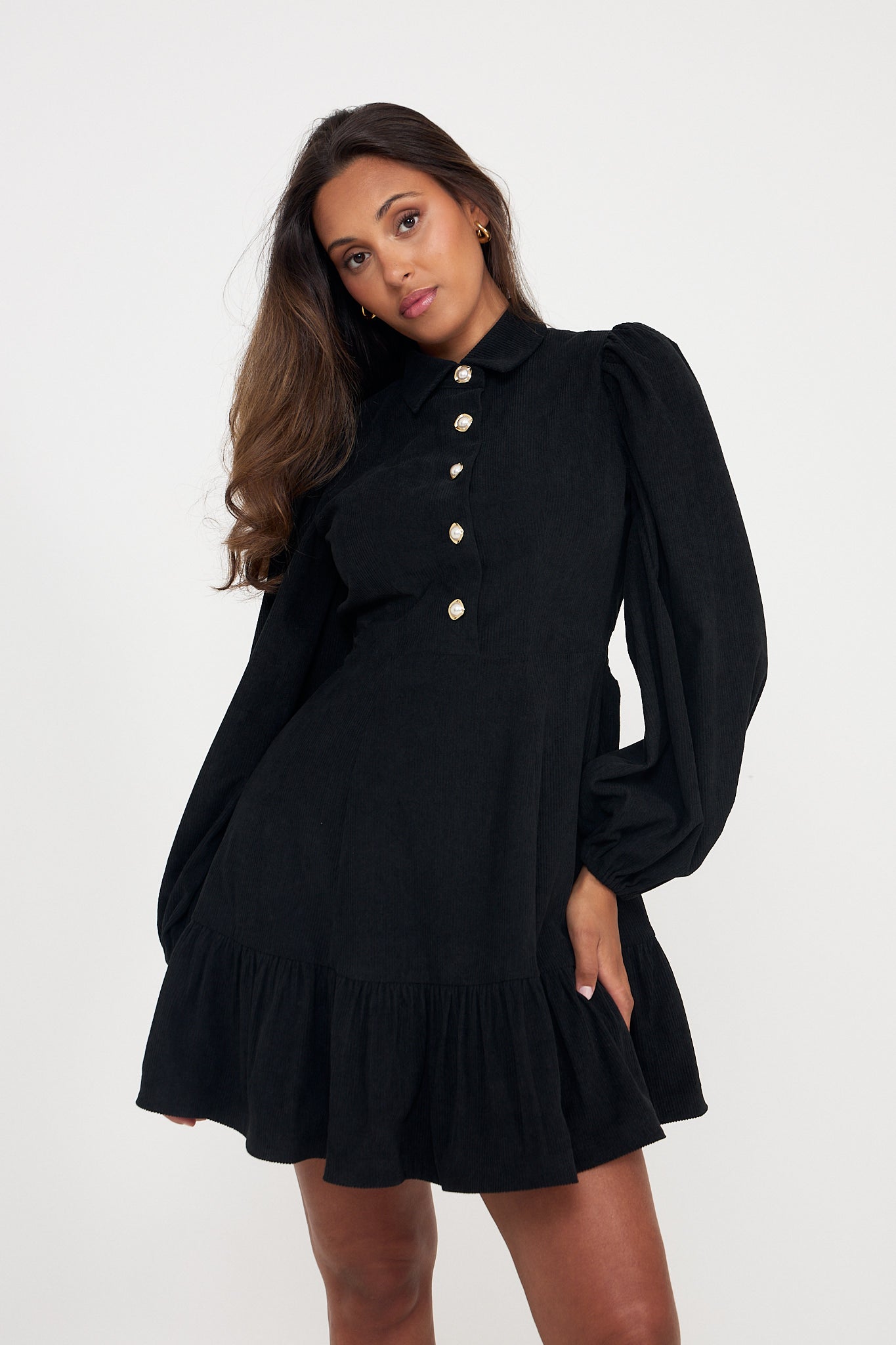 Mandy Cord Mini Dress - Black