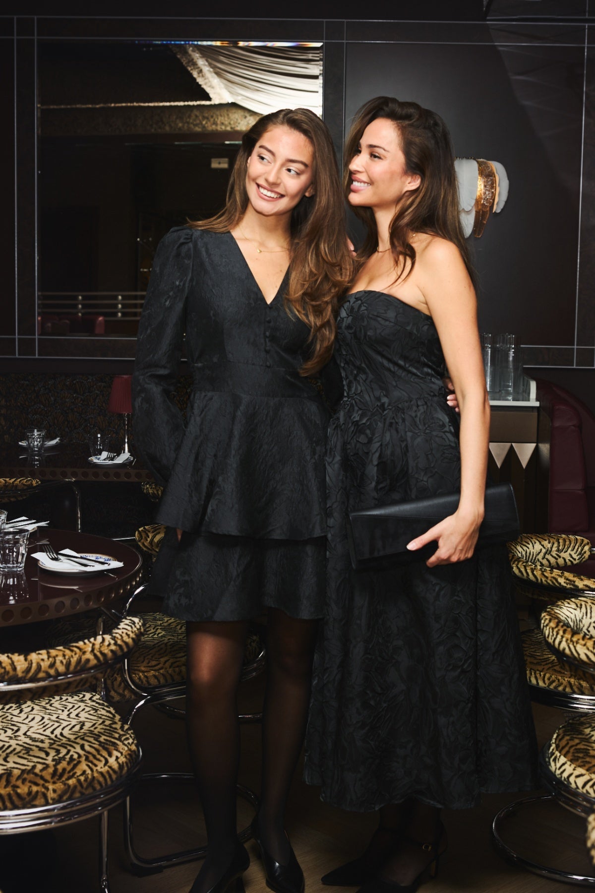 Åsa Brocade Mini Dress - Black