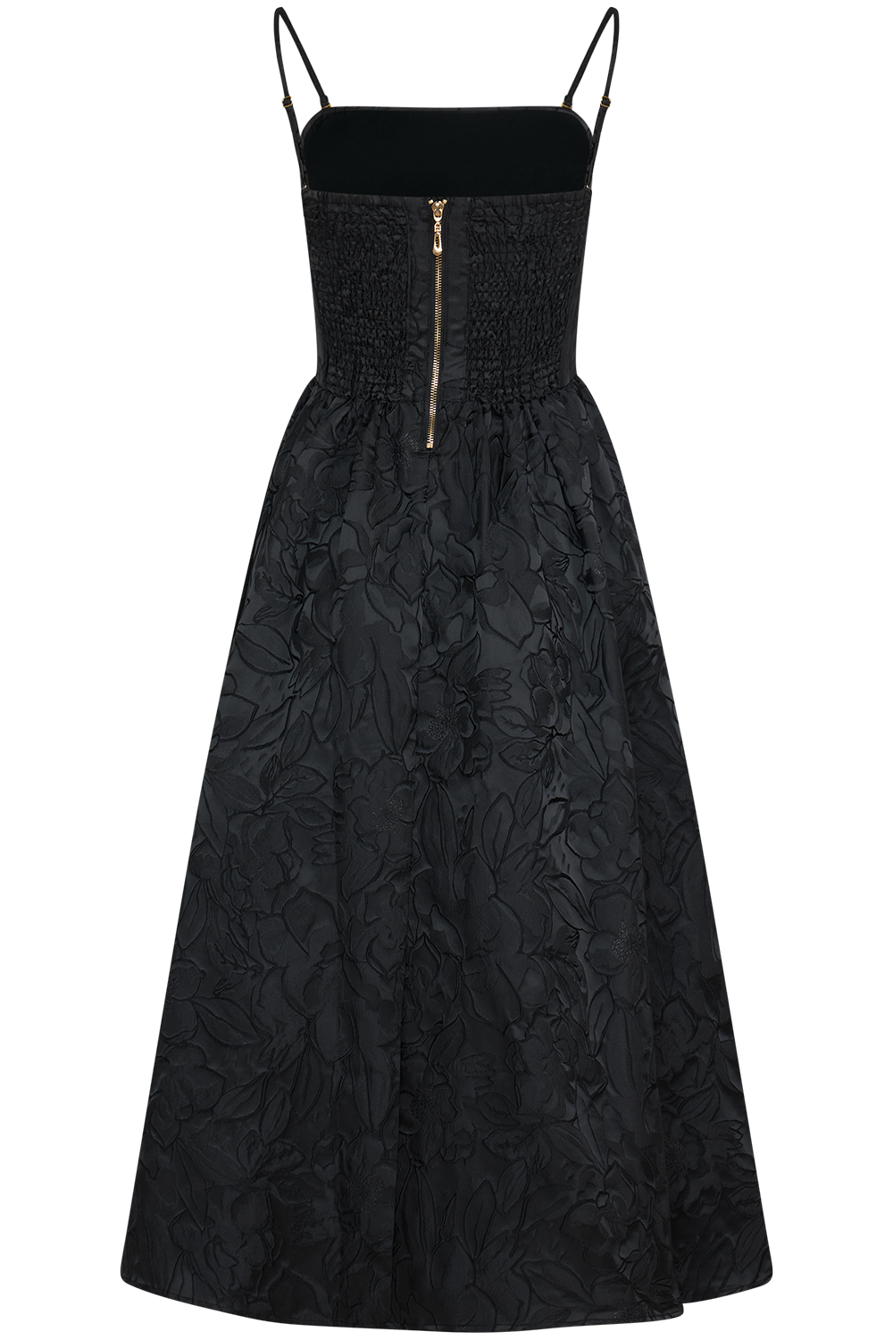 Diora Brocade Midi Dress - Black