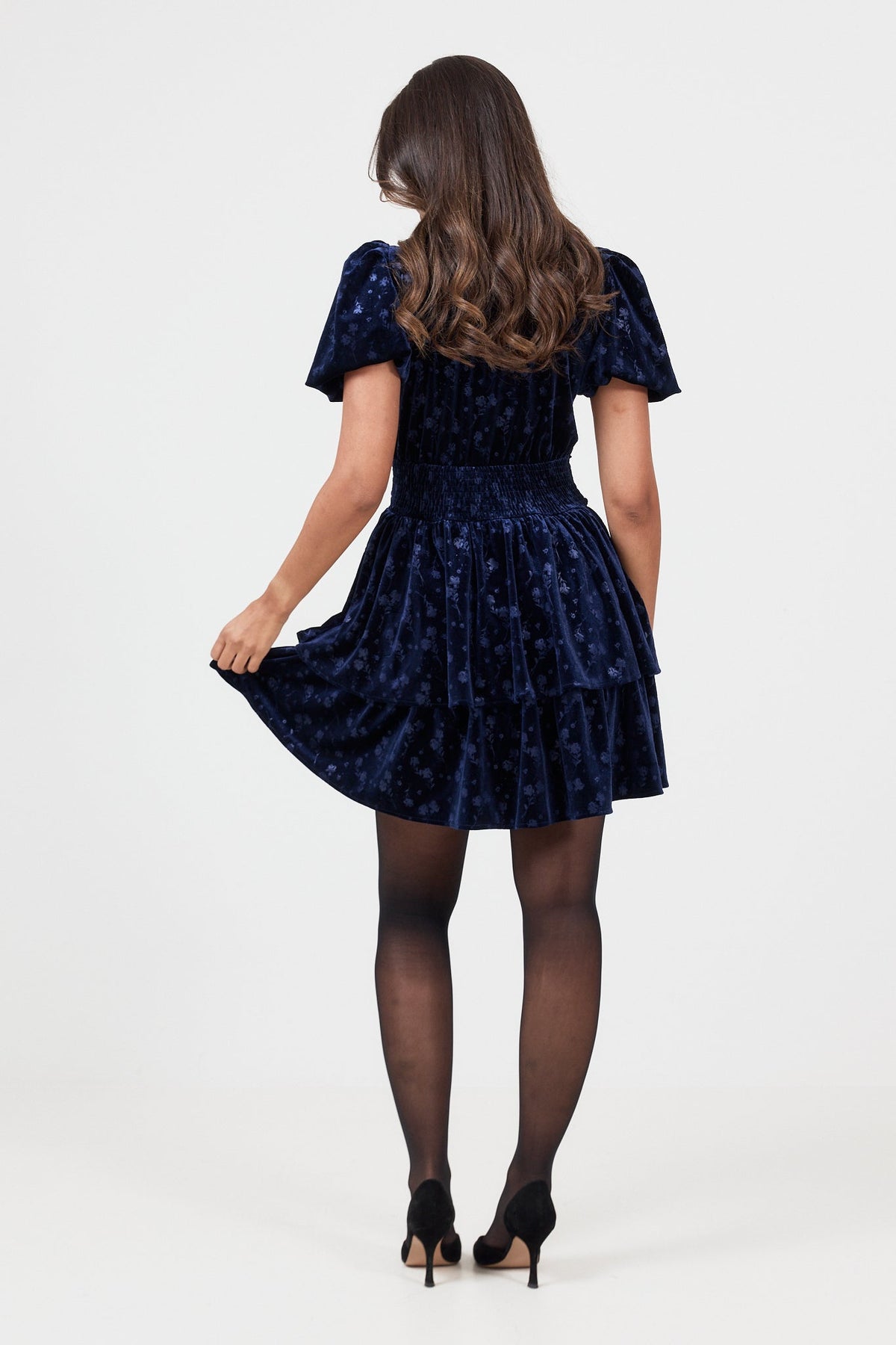 Jade Velvet Mini Dress - Navy