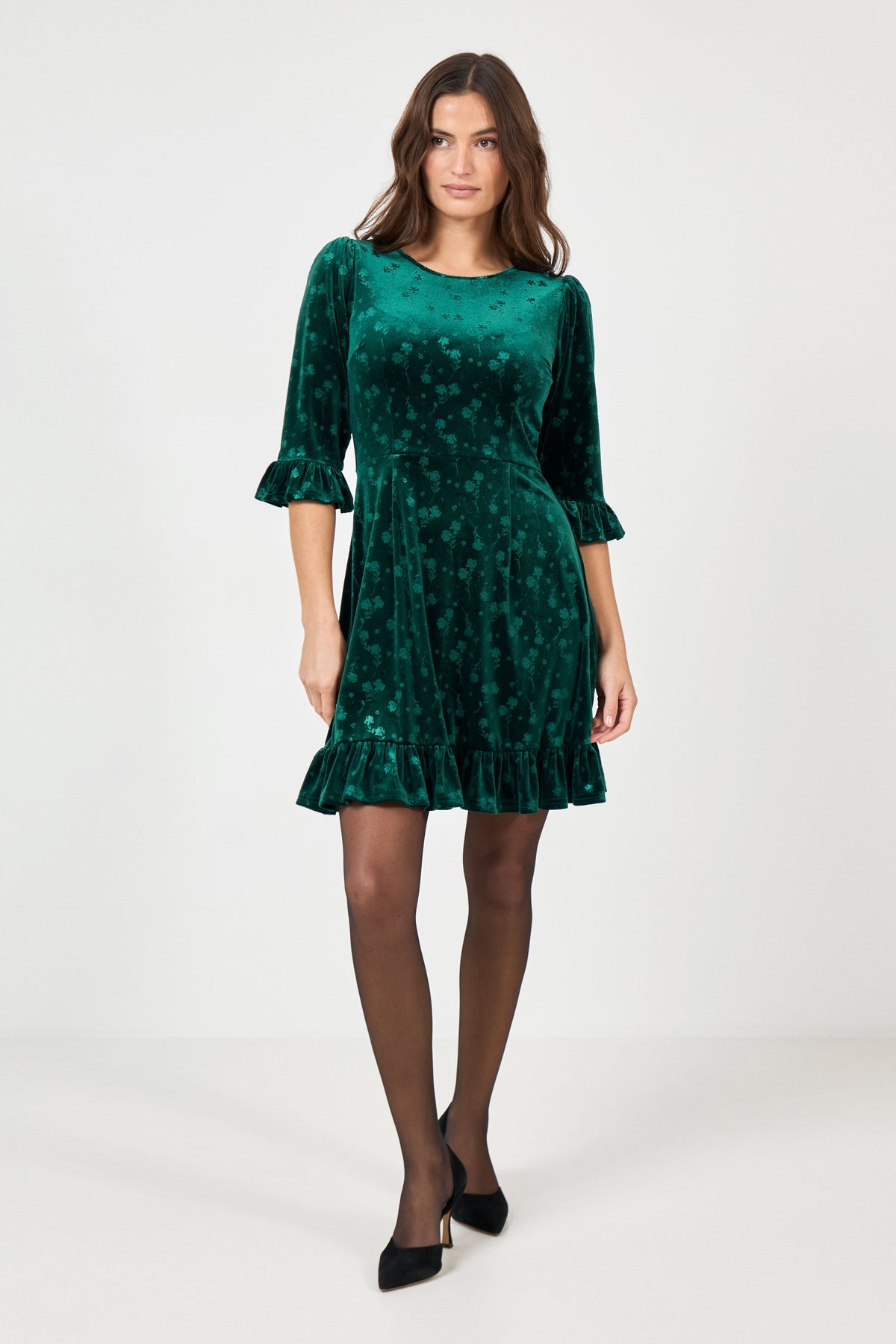 Sissel Velvet Mini Dress - Green