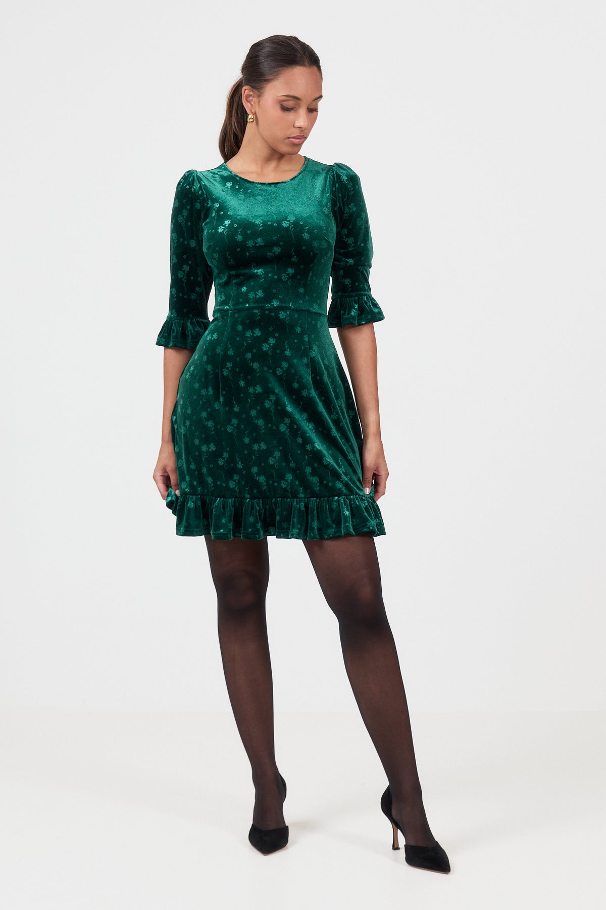 Sissel Velvet Mini Dress - Green