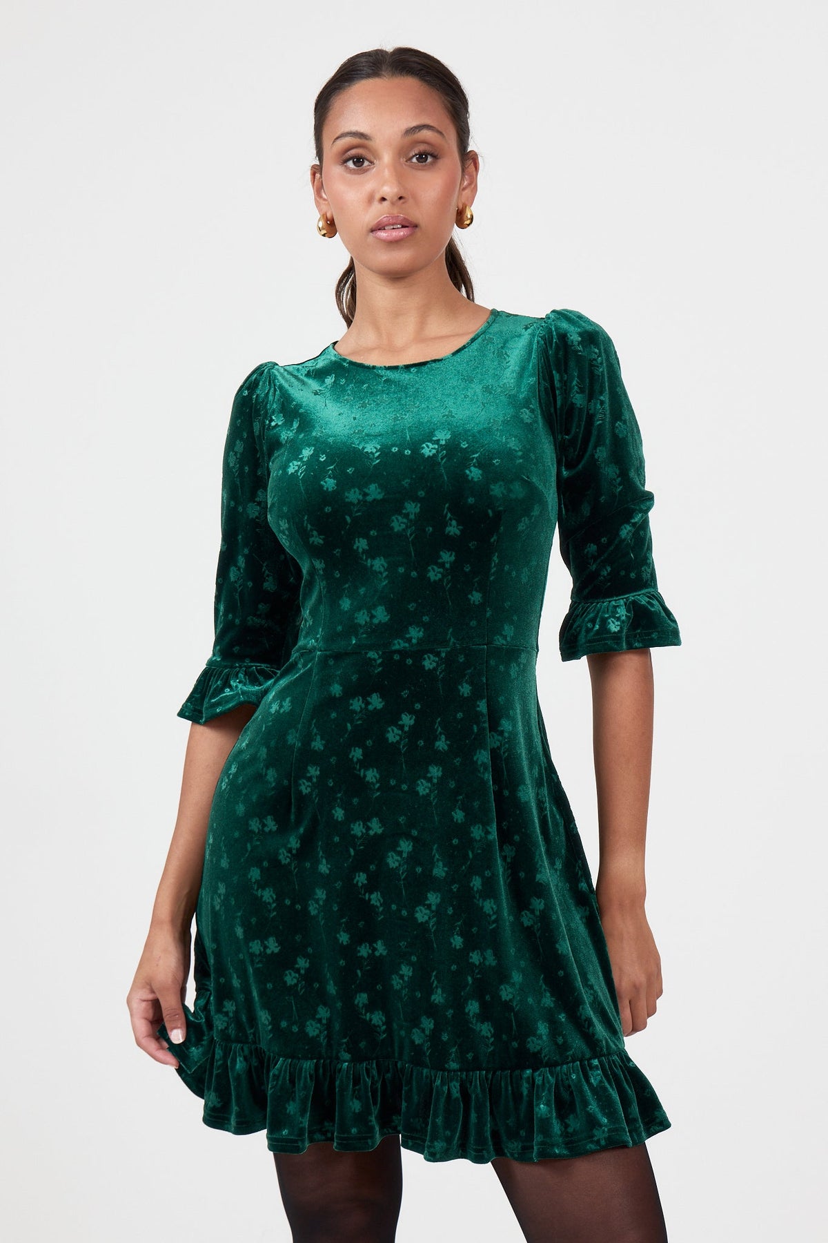 Sissel Velvet Mini Dress - Green