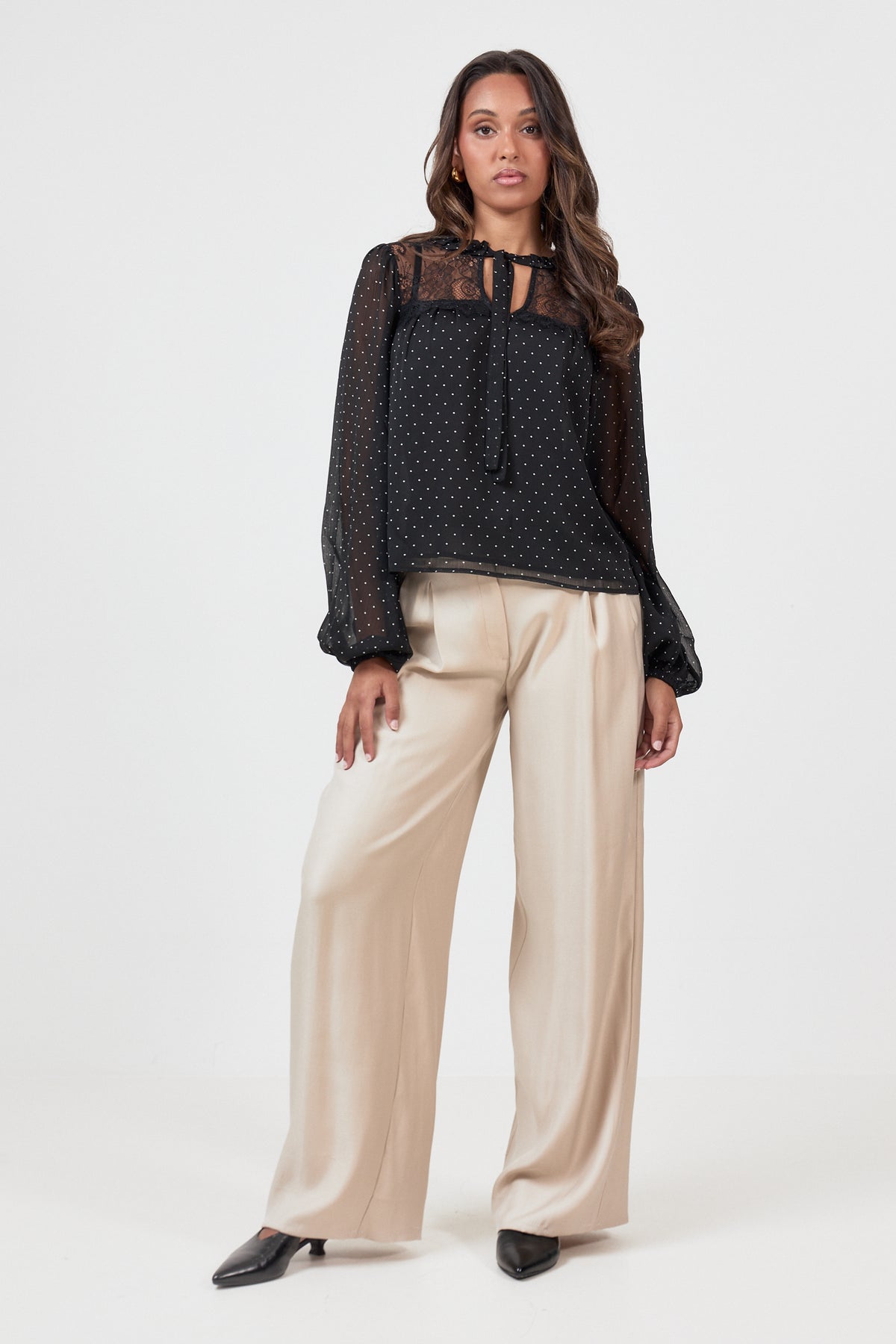 Hera Lace Dots Blouse - Black