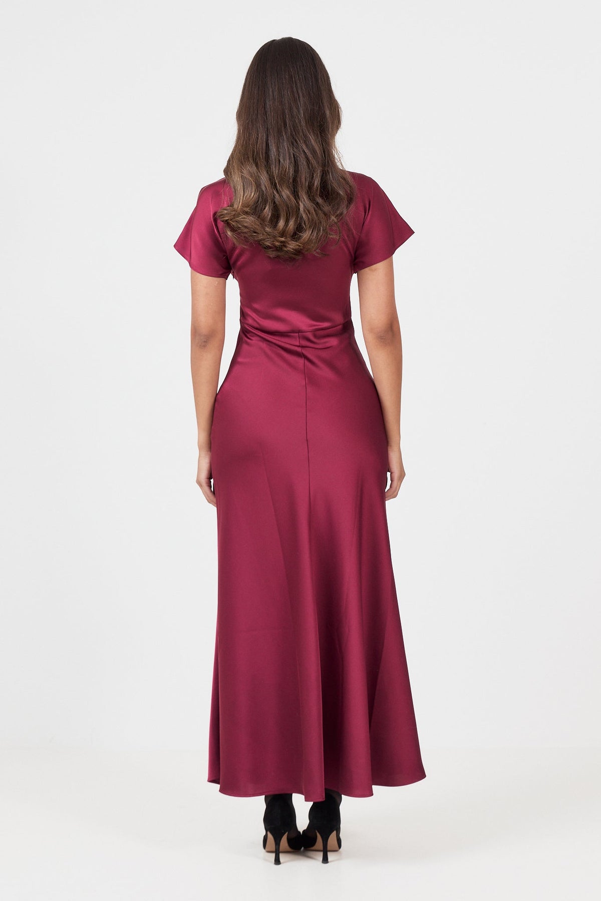 Kristin Satin Maxi Dress - Bordeaux