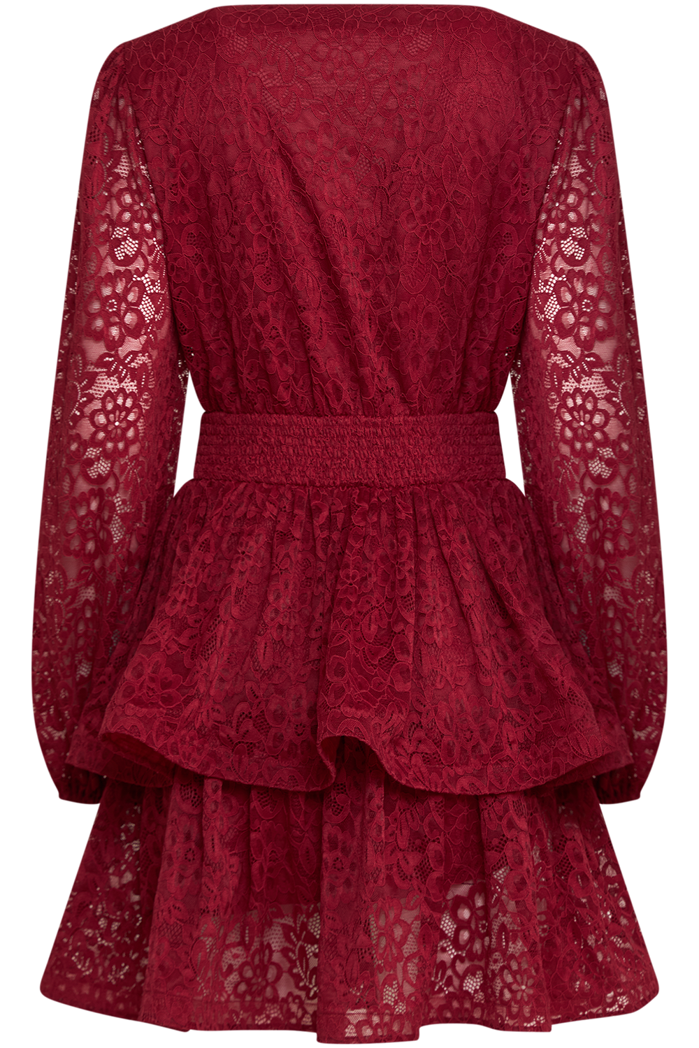 Jade Wave Lace Dress - Red