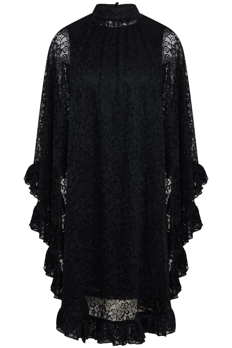Aurelina Lace Cape Dress - Black