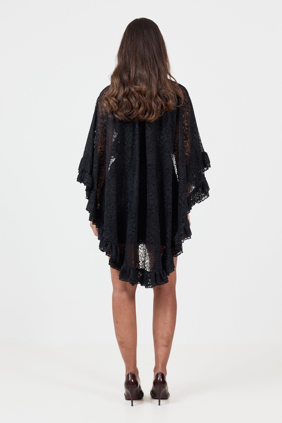 Aurelina Lace Cape Dress - Black