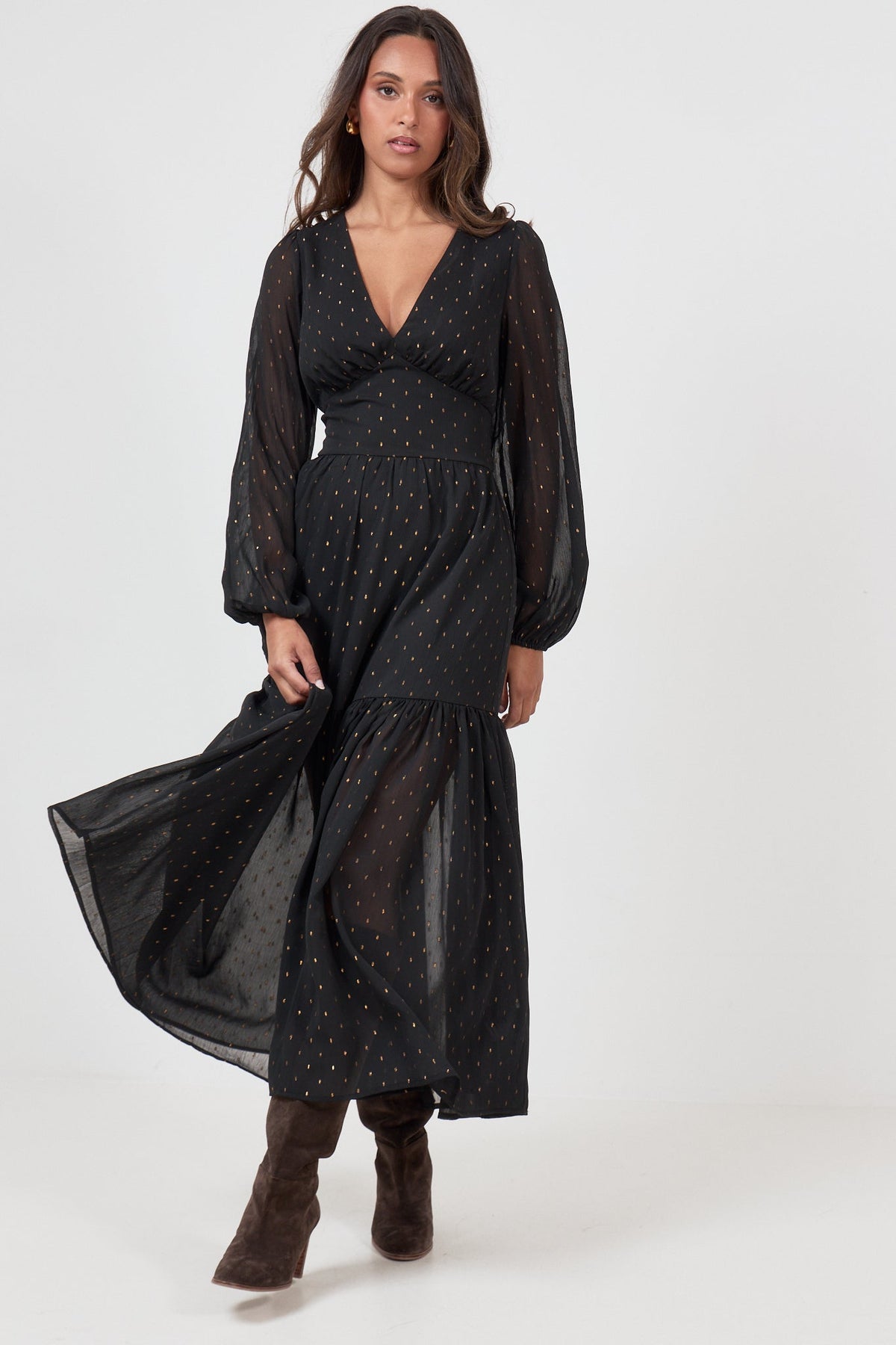 Vilde Chiffon Maxi Dress - Black