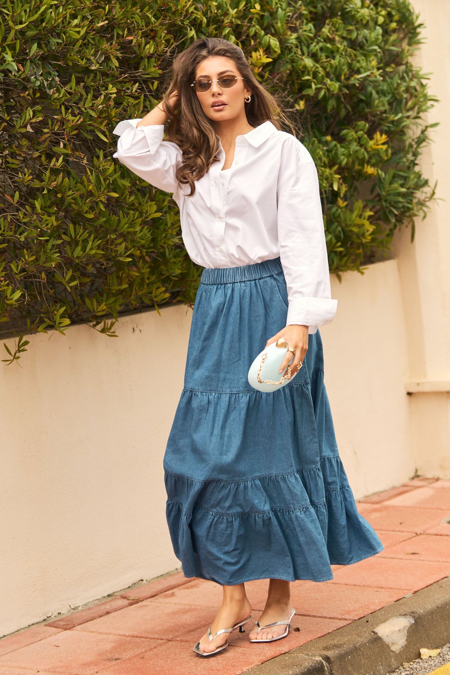 Ellen Denim Maxi Skirt - Blue