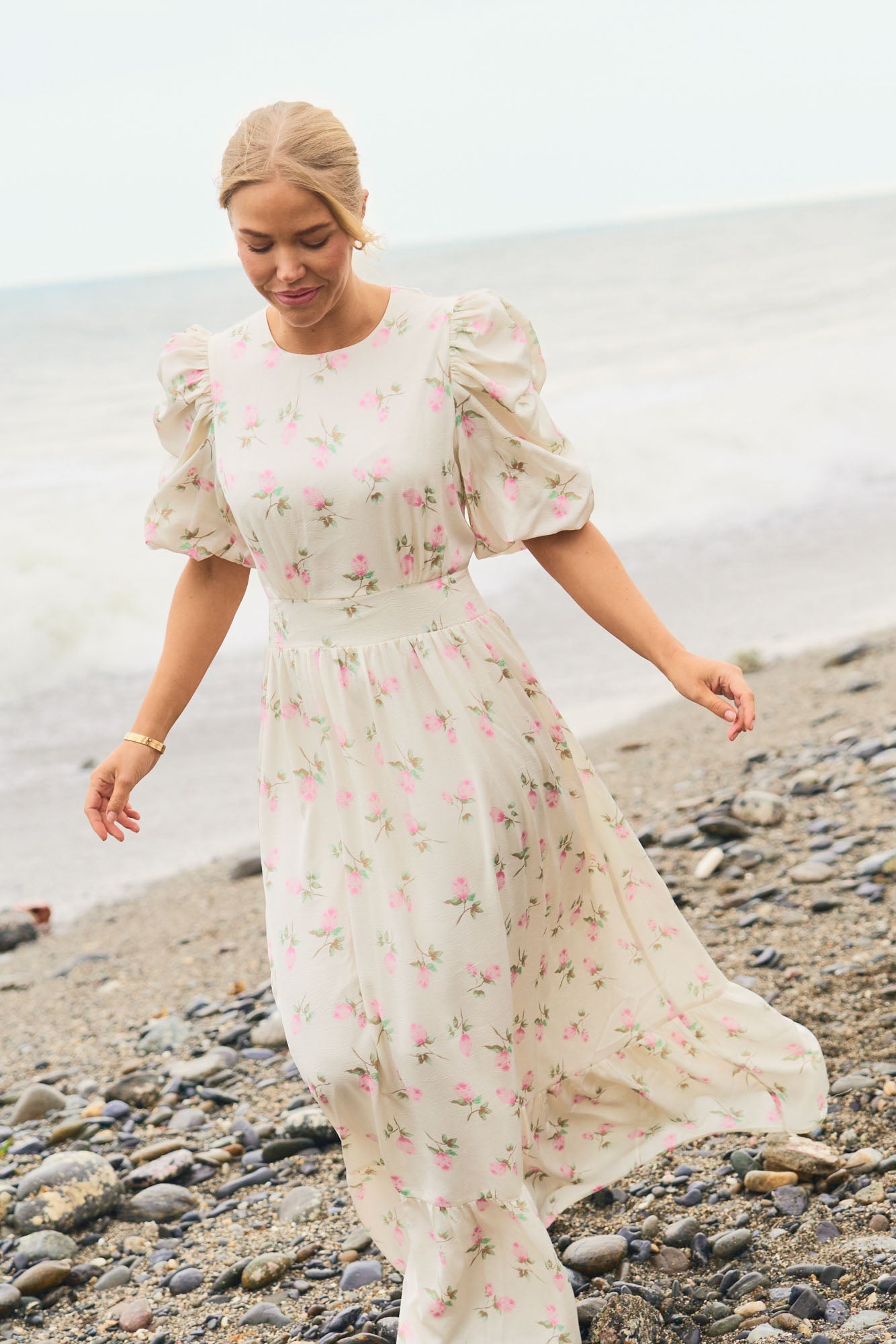 Santi Satin Maxi Dress - Pink Floral