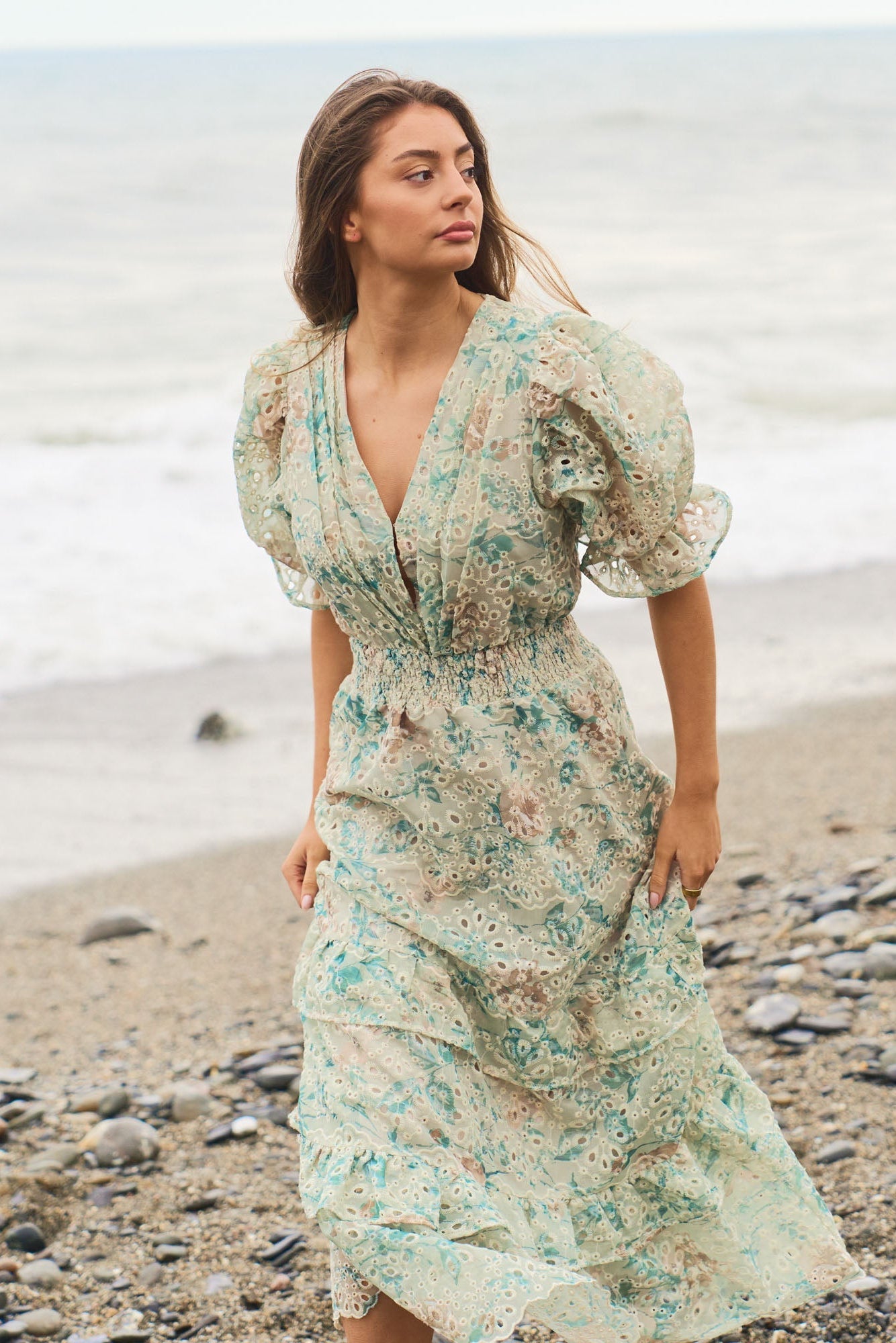 Nanni Fleur Maxi Dress - Green Flower