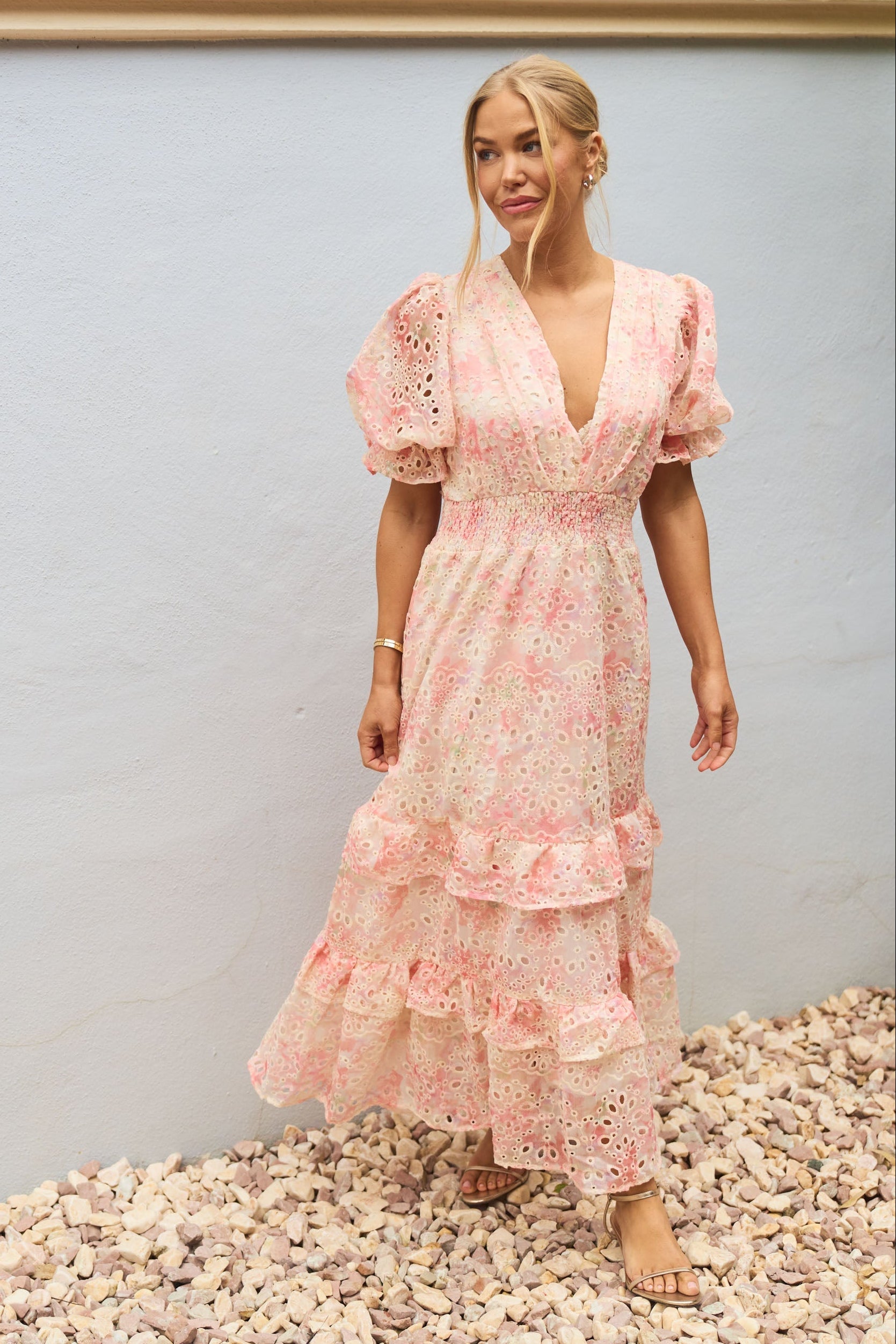 Nanni Maxi Emb Dress - Pink