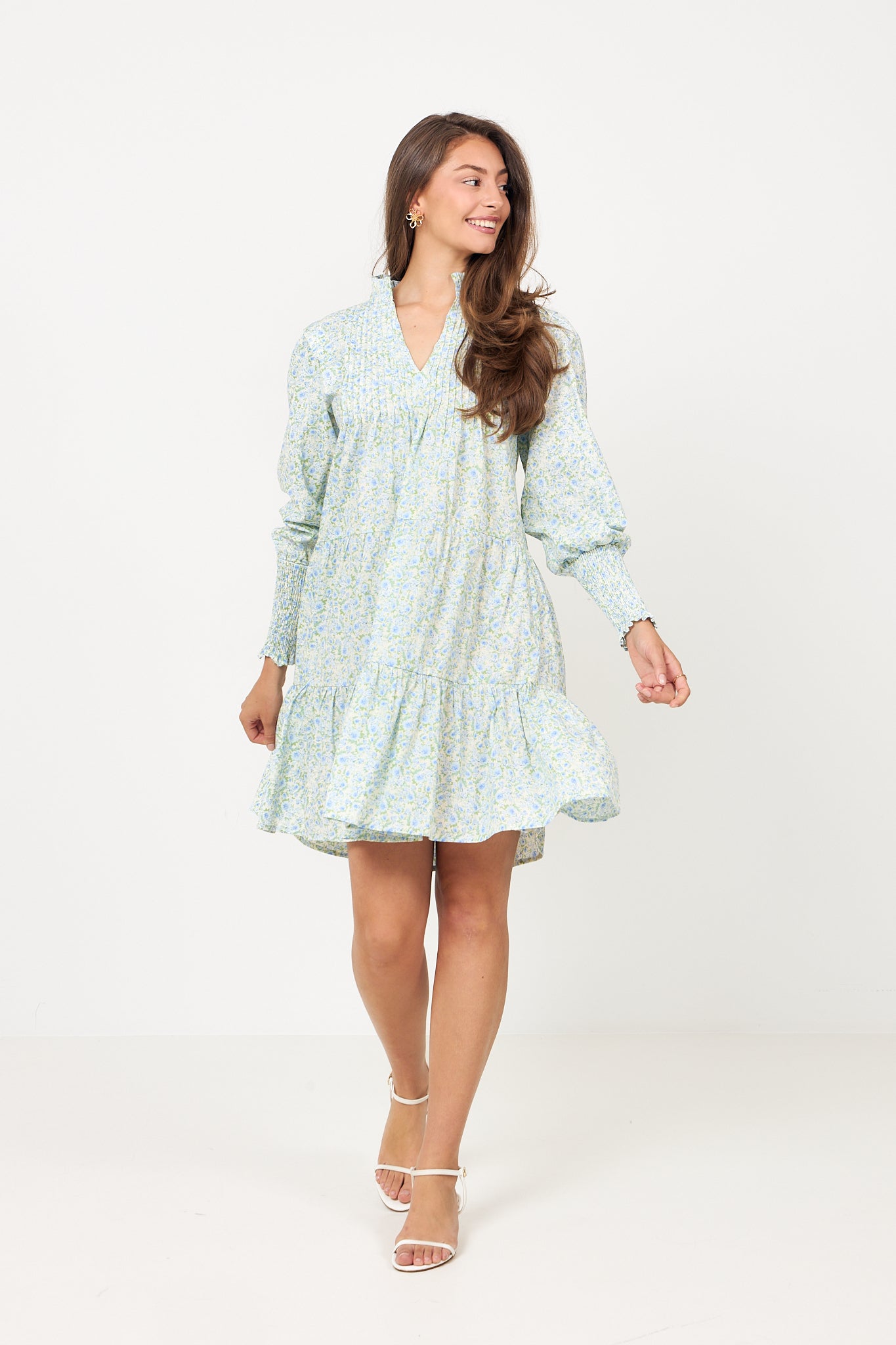 Embla Poplin Print Dress - Blue Garden