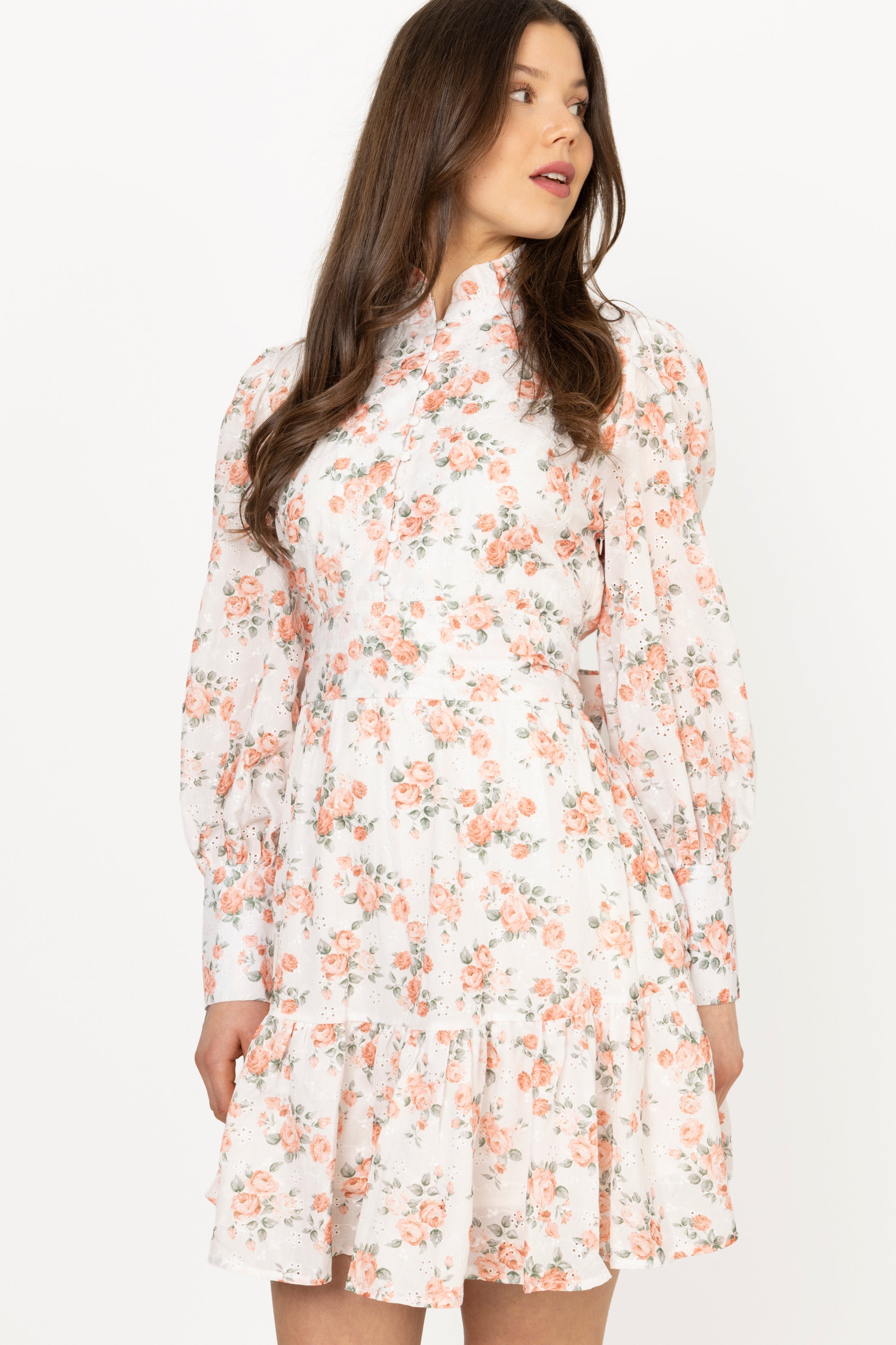 Liv B Rose Anglais Dress - Coral