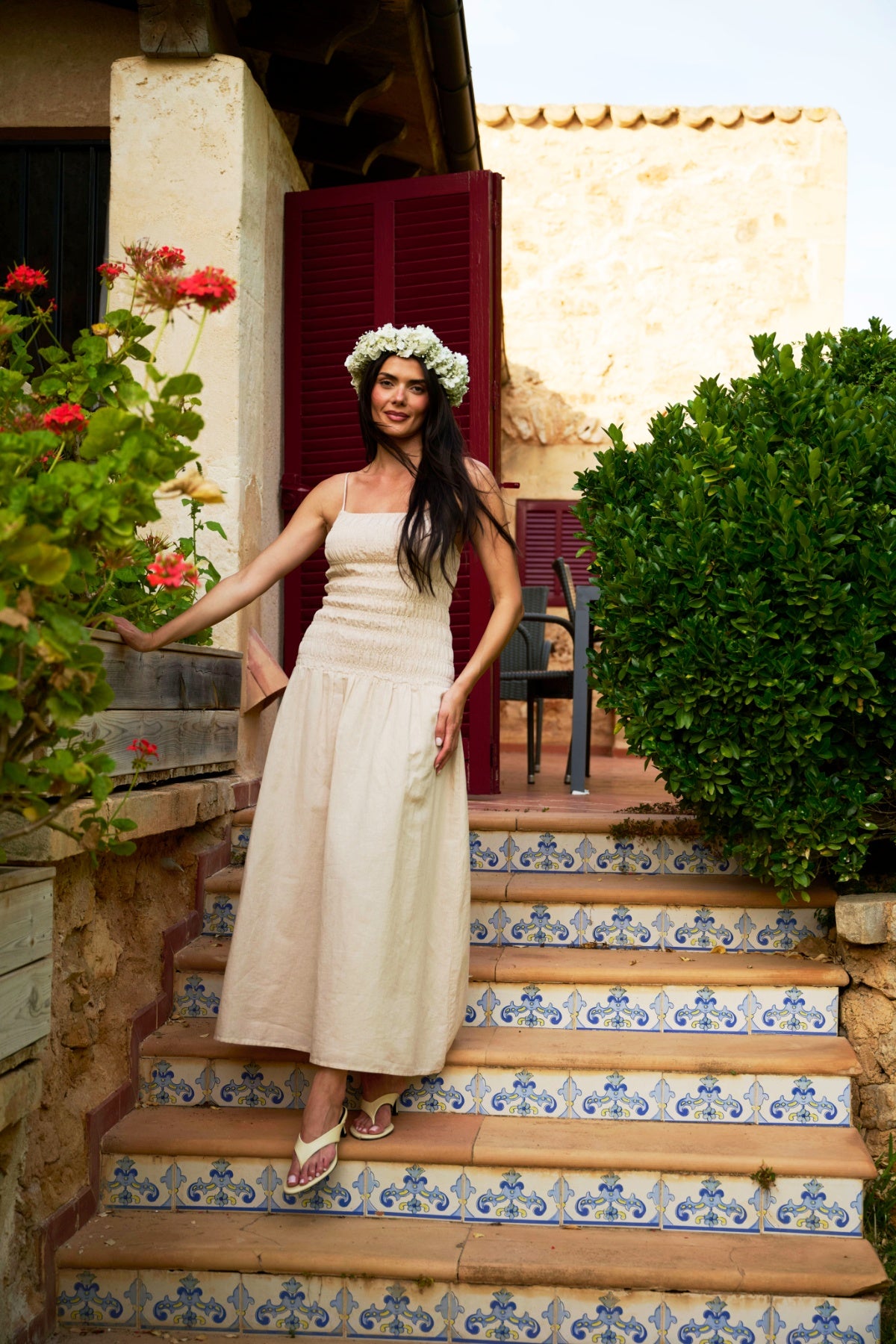Amalie Maxi Linen Dress - Creme