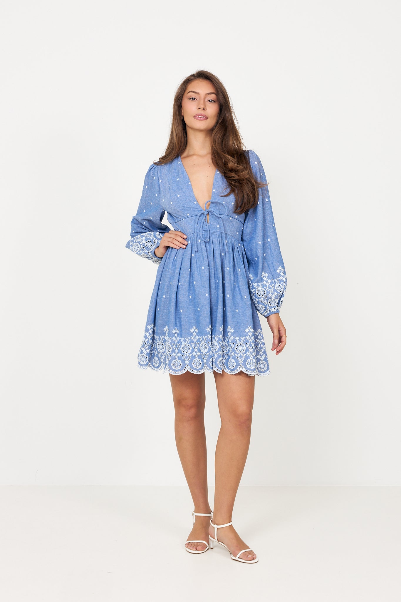 Runa Chambray Mini Dress - Blue