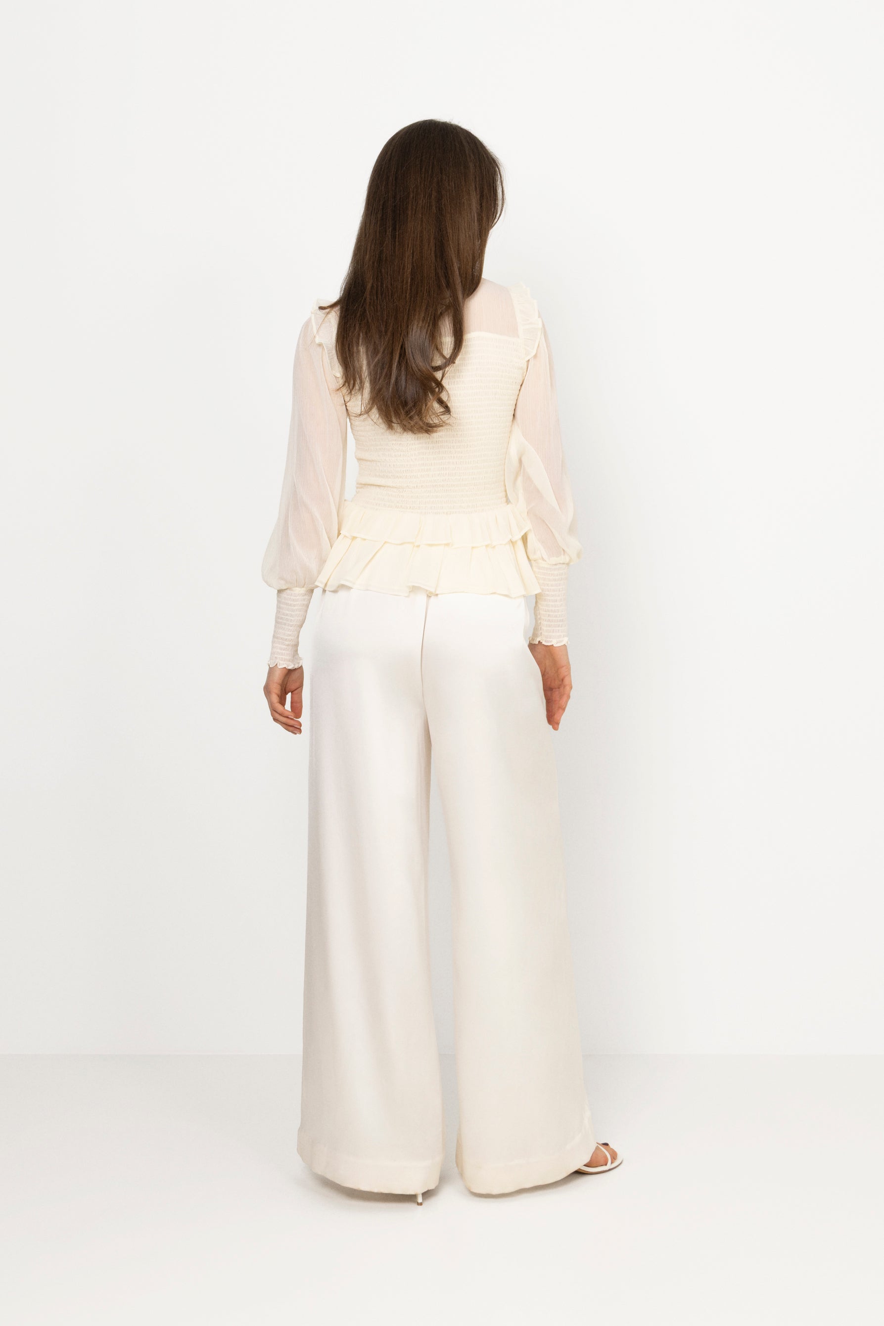 Nanna Chiffon Smock Blouse - Creme