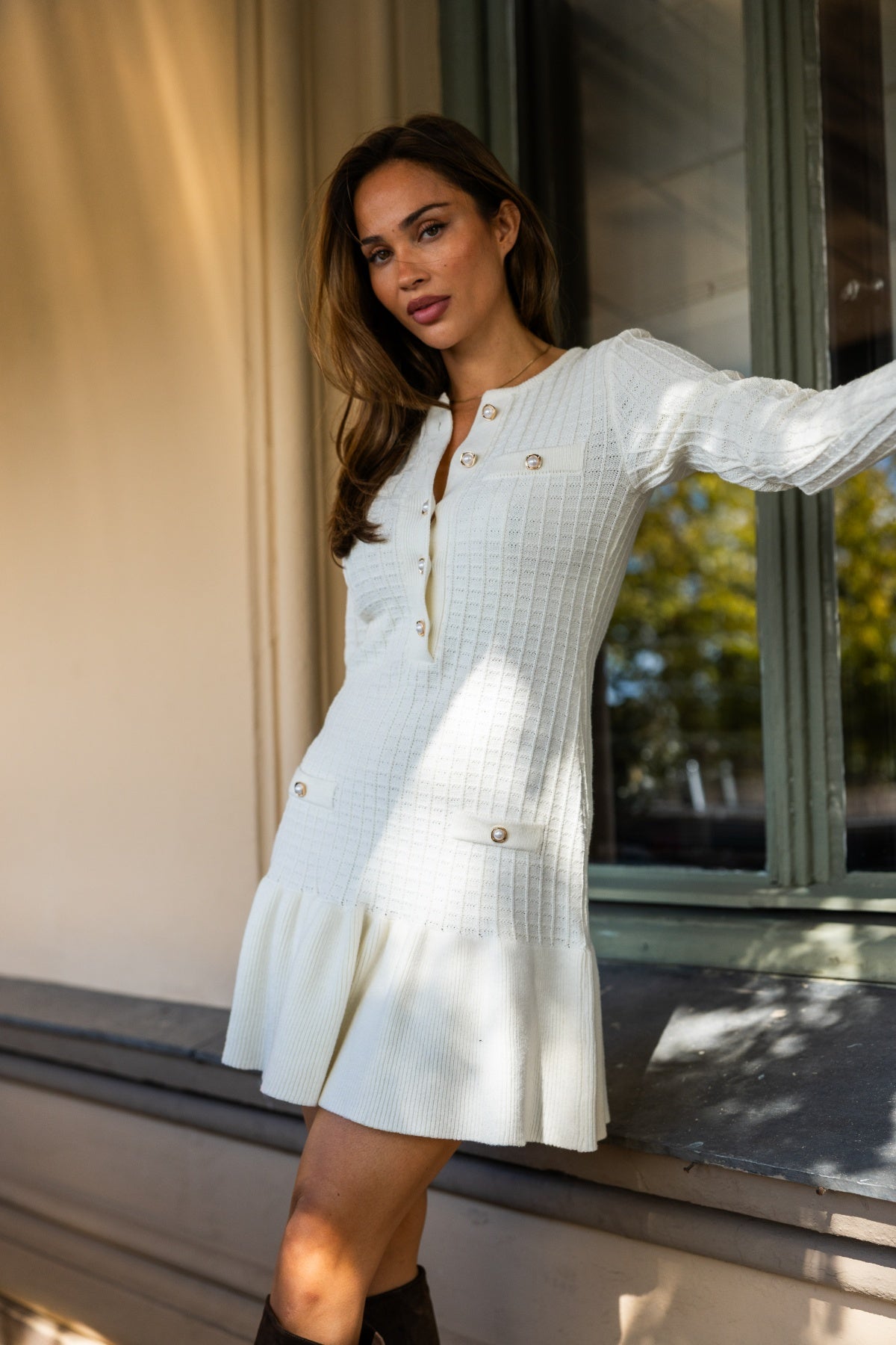 Gerda Crochet Mini Dress - Cream