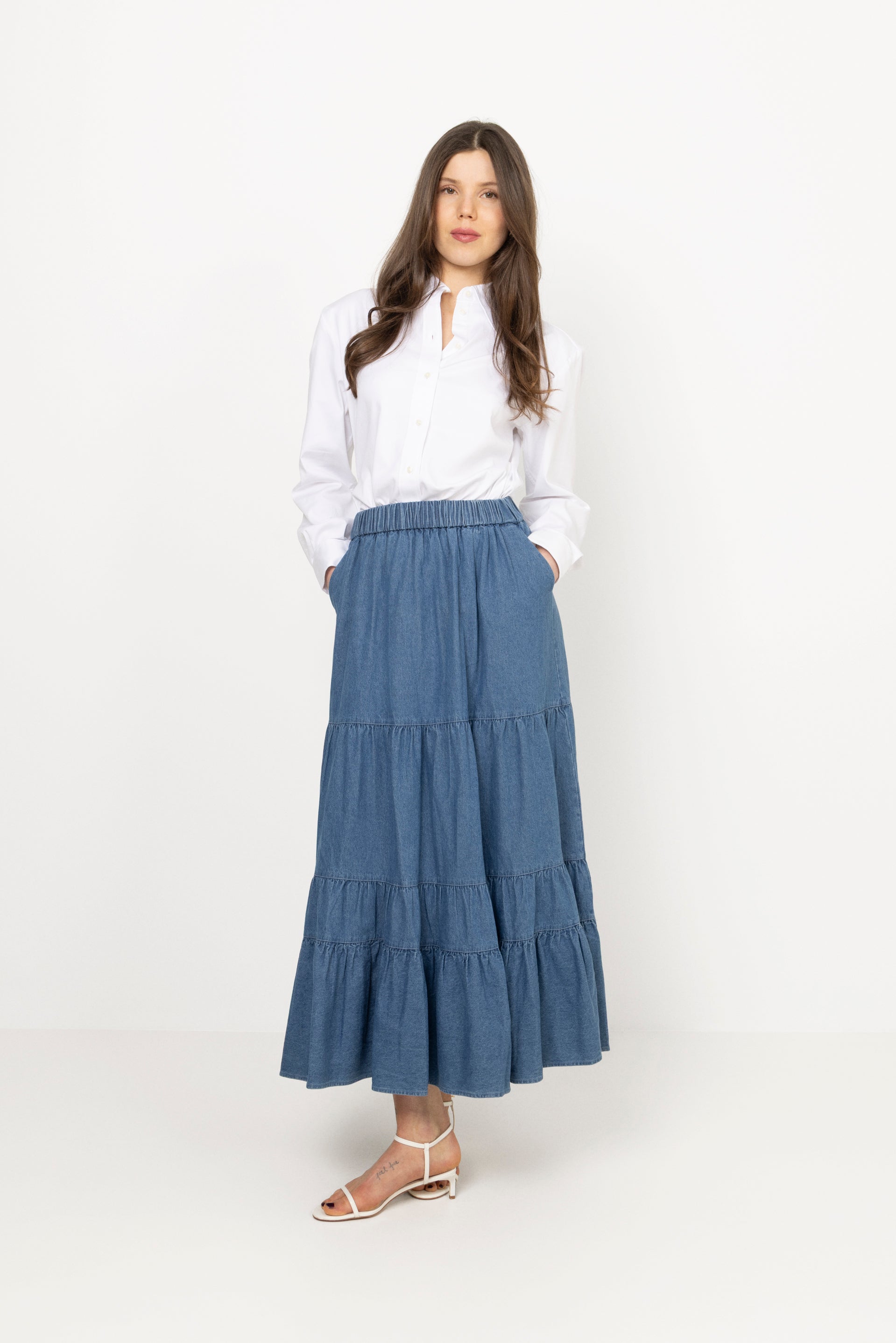 Ellen Denim Maxi Skirt - Blue
